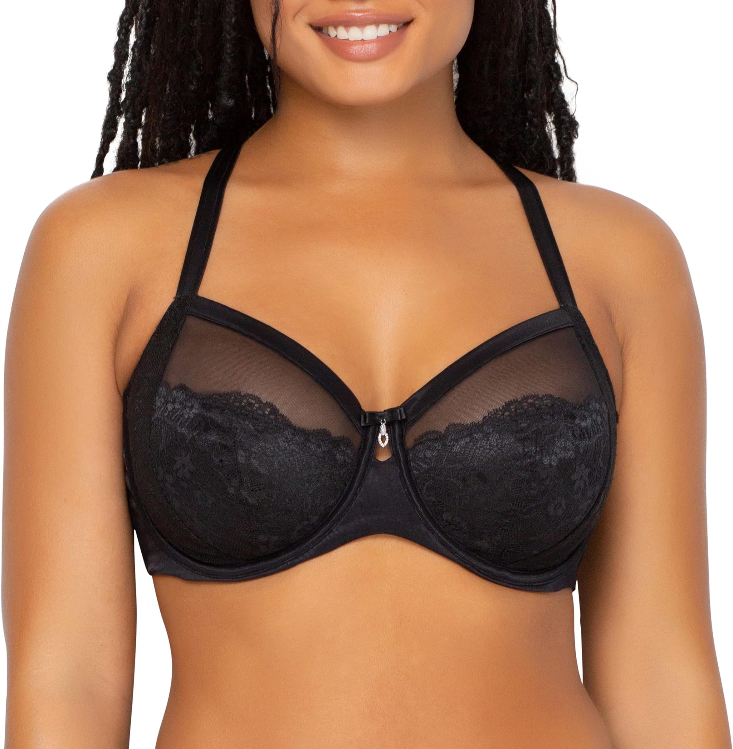 Curvy CoutureWomen's Plus Size Luxe Lace Balconette Bra – Supportive & Comfortable Lingerie