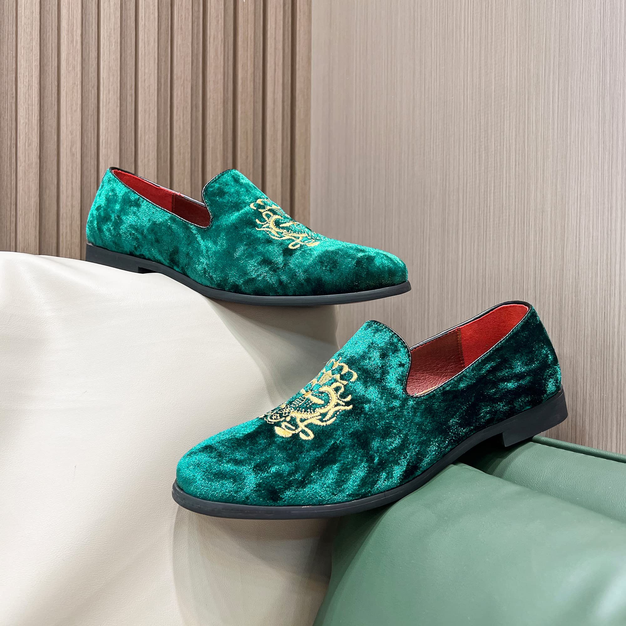 FLQL Men's Luxury Penny Loafer Slip-On Velvet Shoes Party Dancing Shoes Suede Wedding Shoes Plus Size 7-13