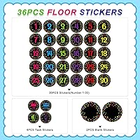 Vista 7 de FaCraft Puntos de línea de confeti para el suelo del aula, 36 calcomanías impermeables para el suelo, calcomanías de números de aula, marcadores
