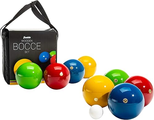 Franklin Sports - Juego de 8 bolas de madera y 1 palino, juego de playa, patio trasero o fiesta al aire libre, fabricado en Italia