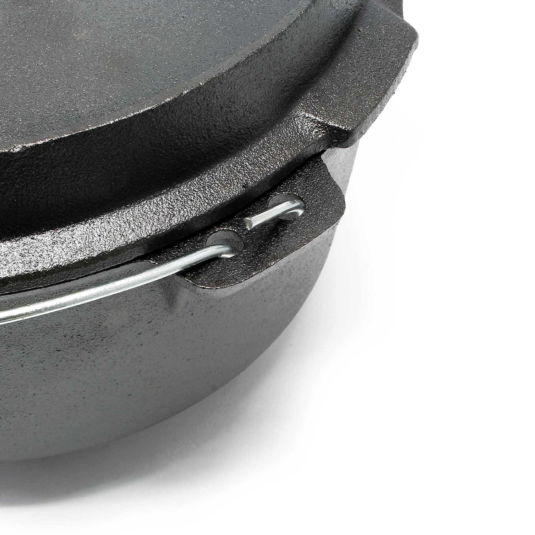Wiltec Dutch Oven Marmite 8L Fonte Dessous-plat Lève-couvercle Pied de support Fait-tout Pot Cocotte Camping Barbecue Grillade