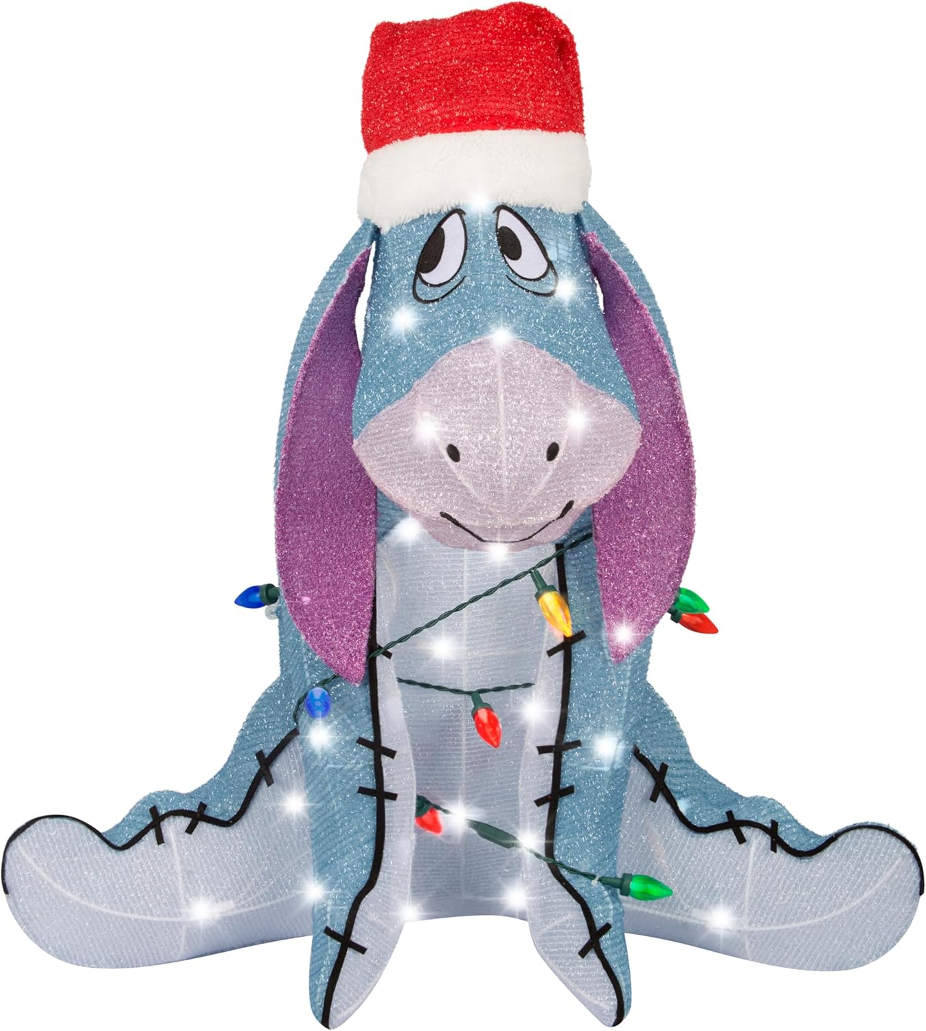 Gemmy 3D Holiday Lighted Tinsel Sculpture Eeyore 28" Disney, Multicolored