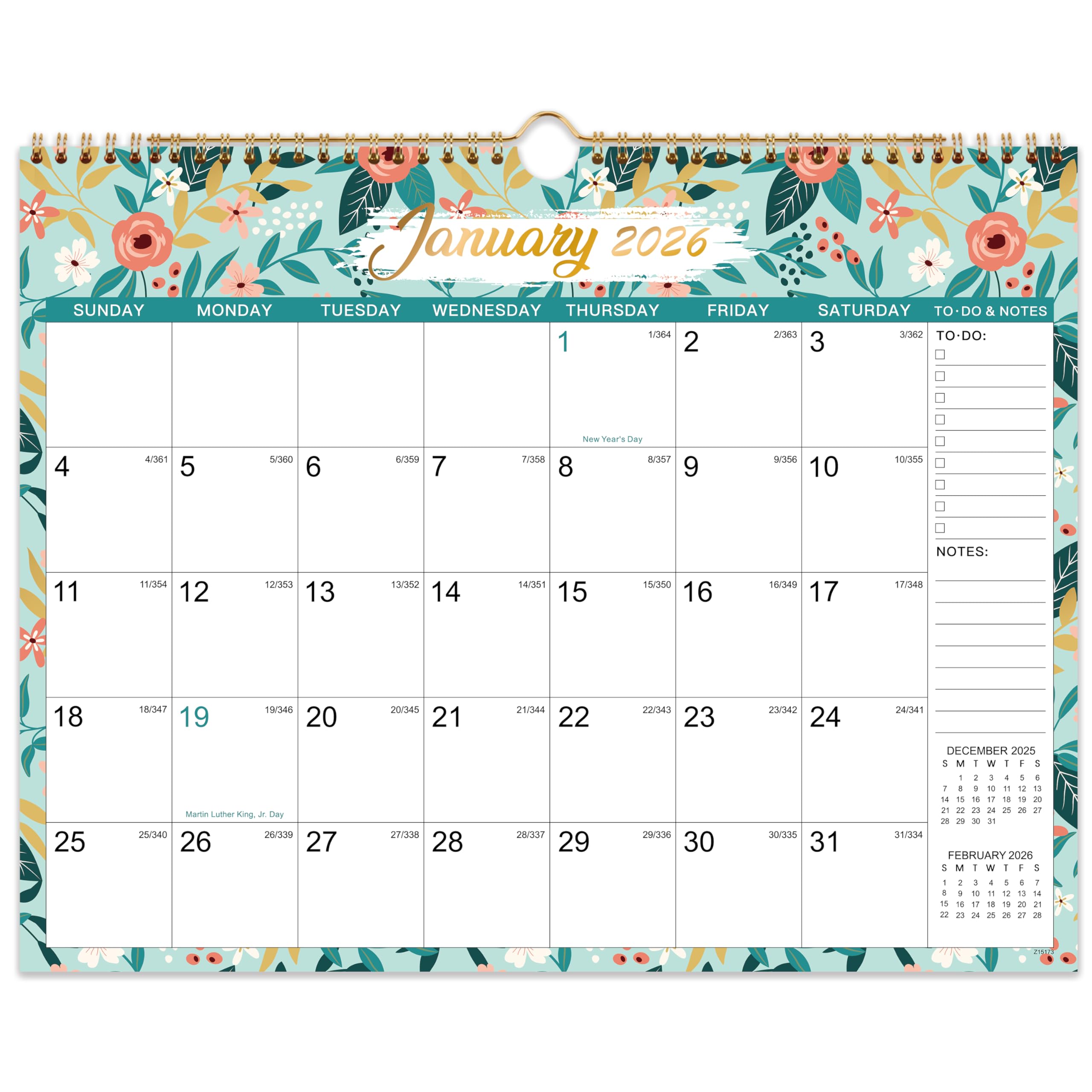 2026 Calendar - 2026 Wall Calendar 12 Month, 14.6" x 11.5", Calendar 2026, Large Wall Calendar 2026 from Jan. 2026 - Dec. 2026, 2026 Hanging Calendar, Twin-Wire Binding, Julian Dates