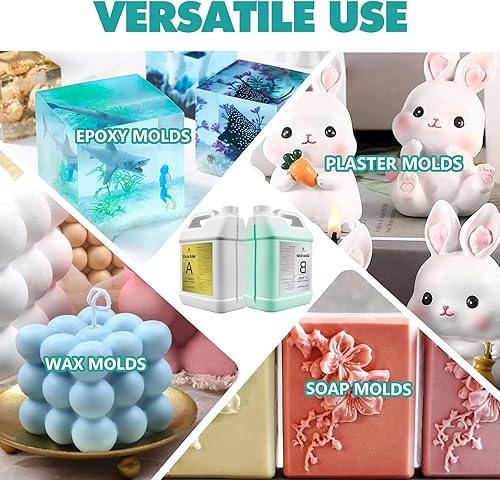 Miniatura 6 de Kit de fabricación de moldes de silicona, goma de silicona líquida elástica de 170 onzas, 15 A con bombas para hacer moldes, fundición, silicona de