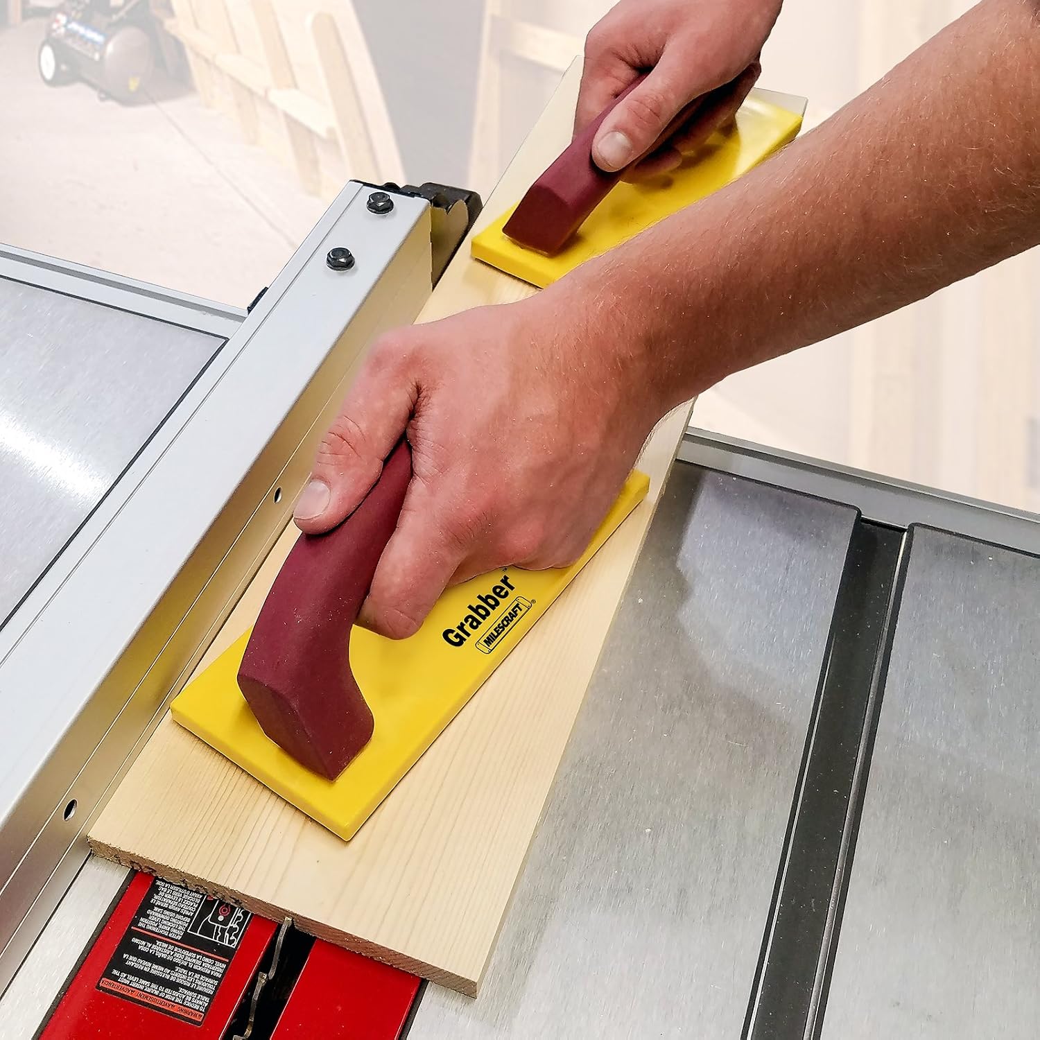Milescraft 7334 Safety Bundle - Includes Feather Board, Push Stick, and FREE Grabber push block. Ideal for use on router tables, table saw, jointers, and even band saws , Yellow