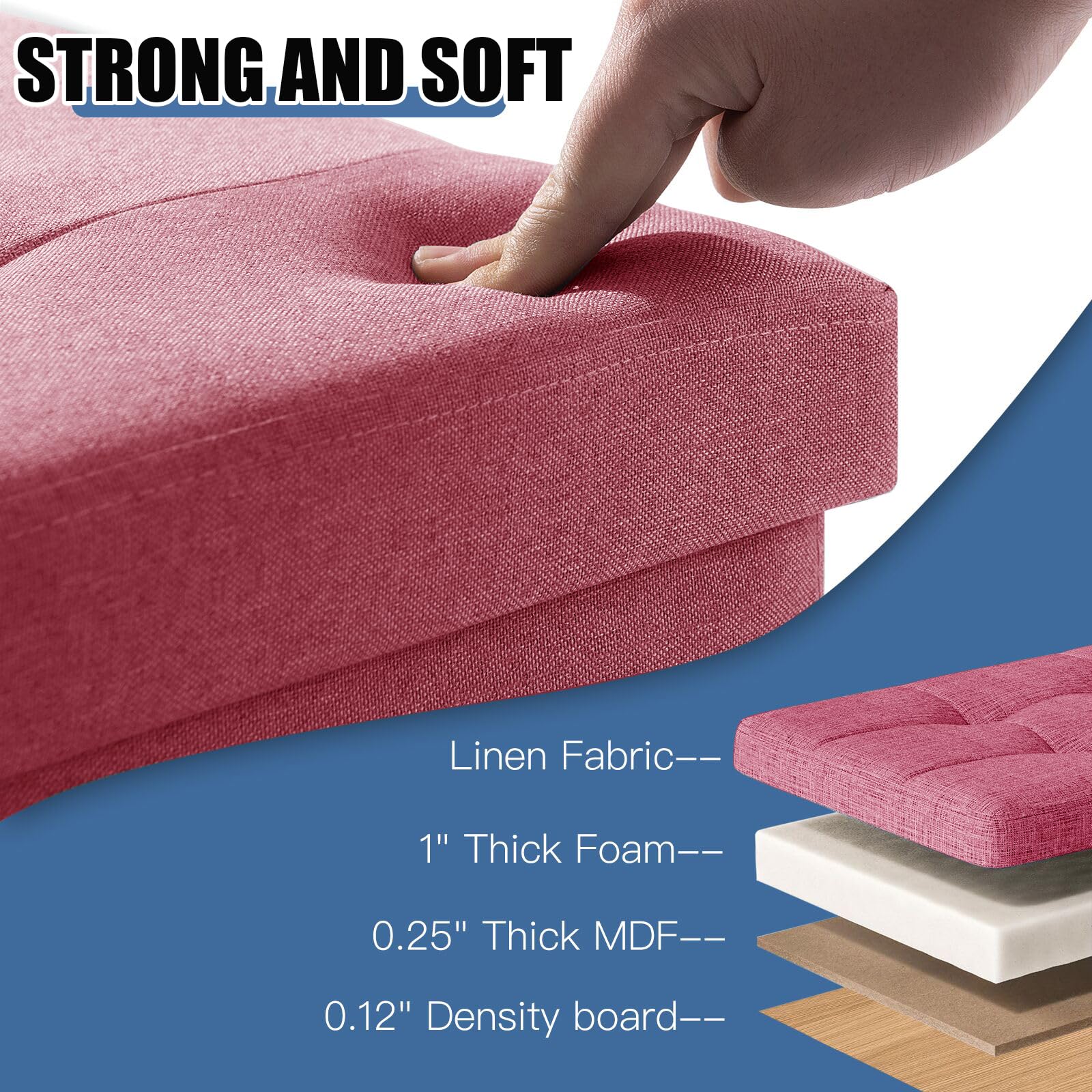 BRIAN & DANY Folding Ottoman Storage Box with Wood Legs, Linen Foot Stool, Footstool with Storage - Image 4