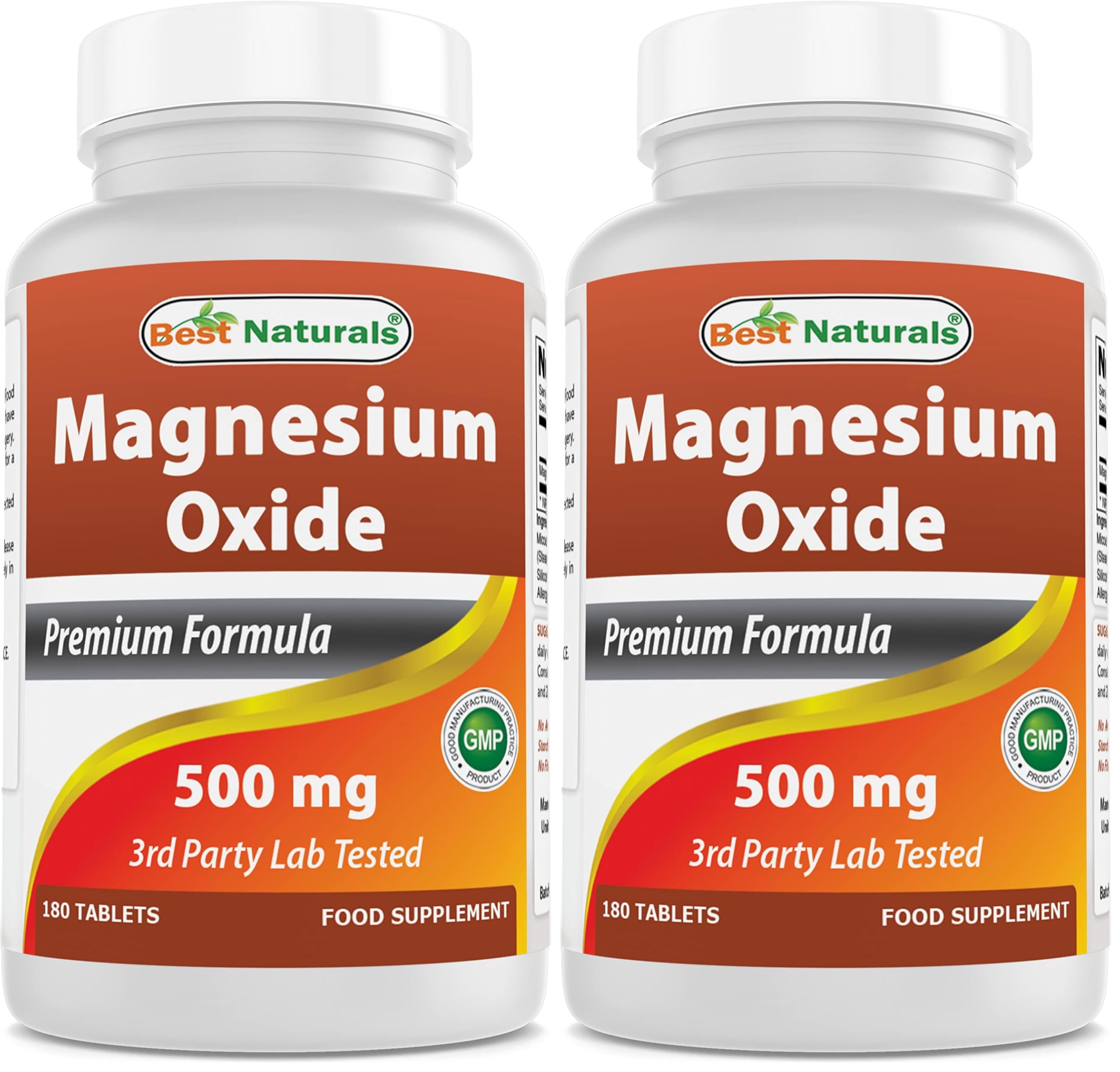 Best Naturals Magnesium Oxide 500 mg 180 Tablets (Pack of 2) 180 Count (Pack of 2)