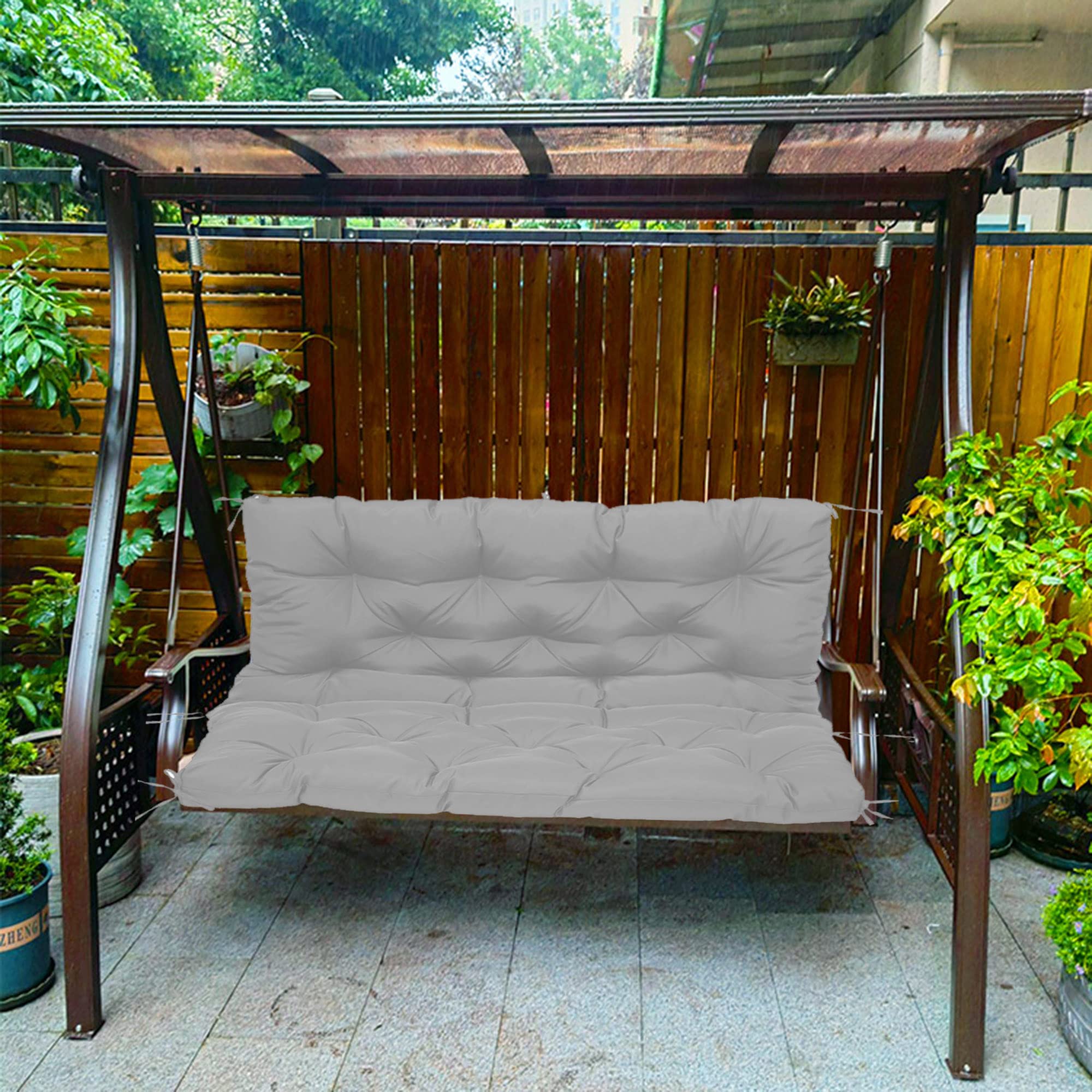 Wodoodporna poduszka hamakowa dla 2-3 osób, 120 x 100 x 10 cm, jasnoszara konstrukcja oparcia, idealna do patio, ogrodu, zadaszenie na zewnątrz, komfort i styl