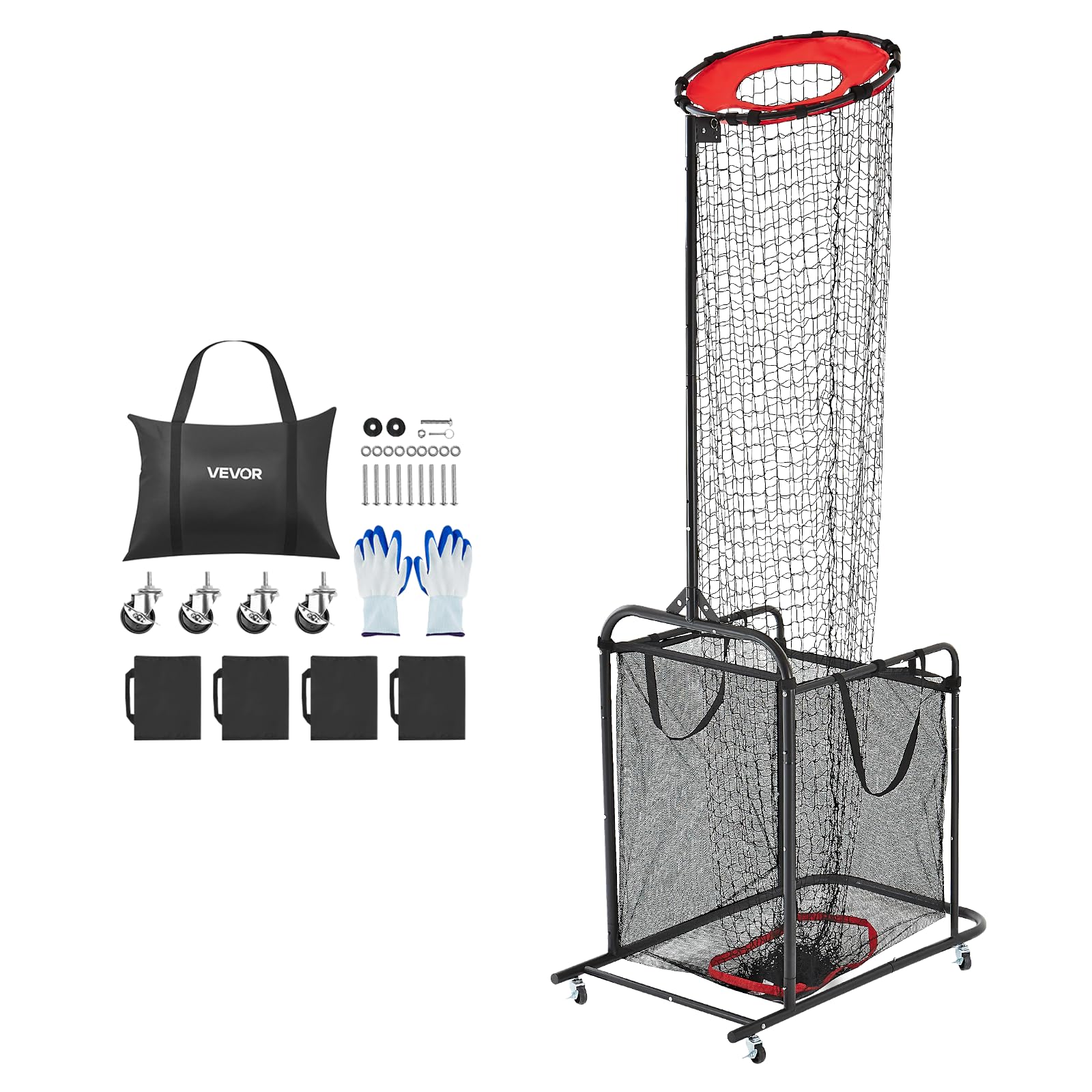 VEVOR Sistema di rete per allenamento pallavolo, 8 x 11/3,7 x 3,4 m/pratica di lancio/pratica di picchietto/14 rete, stazione a rete portatile, facile da installare, per interni ed esterni, rete per