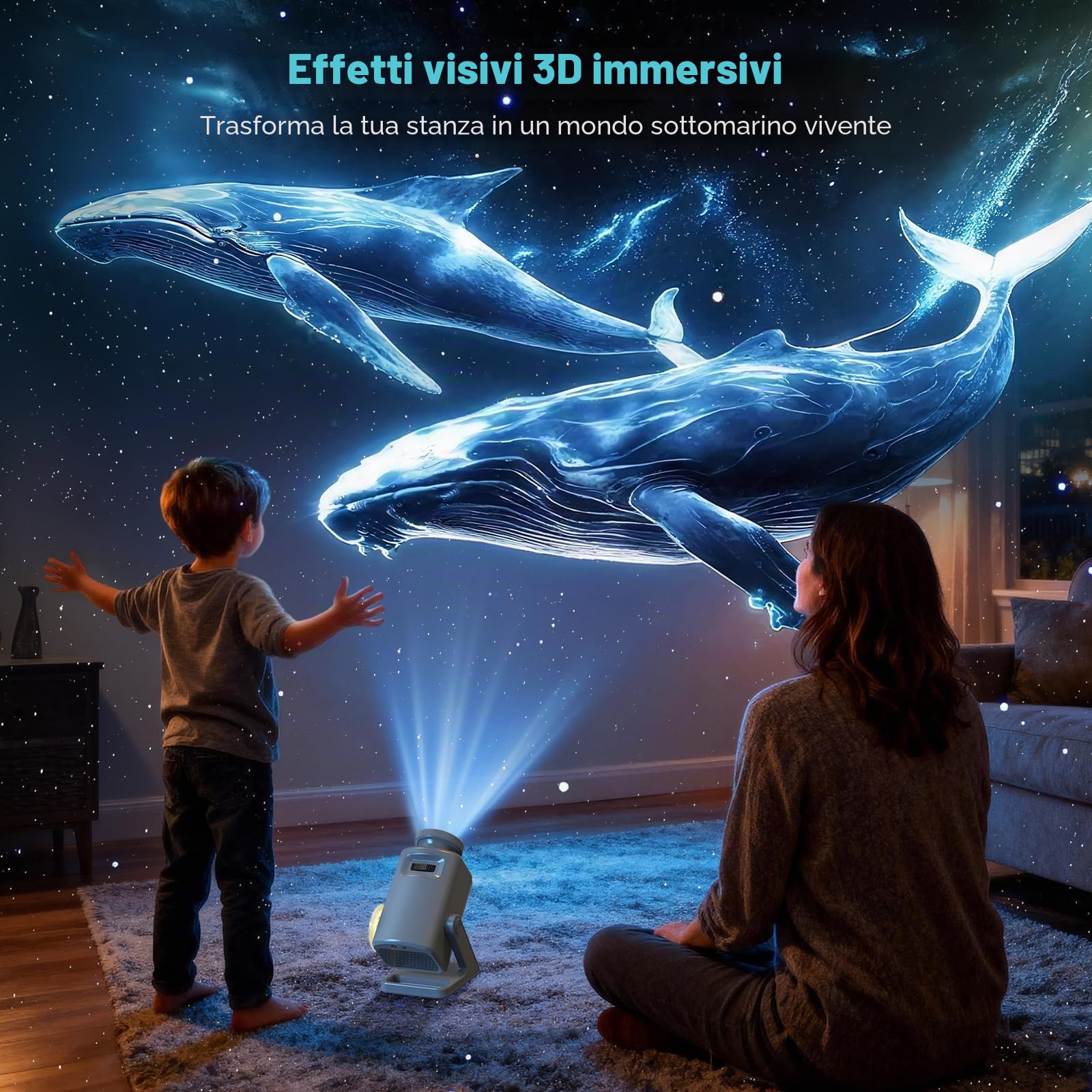 anysun Proiettore Stelle Galassia 3D, 60 Temi e Altoparlante Bluetooth | Telecomando, Luce Notturna, Proiettore Soffitto Aurora Boreale e Nebulose per Camera da Letto, Bambini, Adulti, Regalo