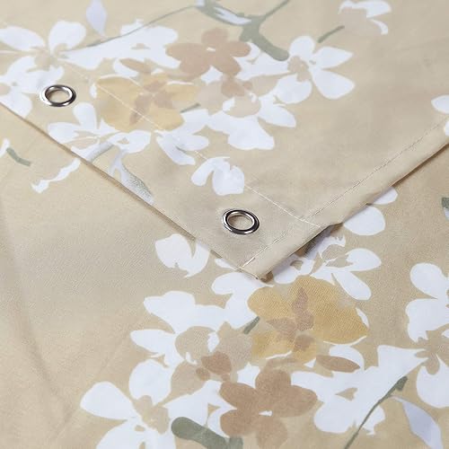 Miniatura 3 de Cortina de ducha de tela floral, cortinas de ducha de flores de plantas de oro beige para baño, cortinas de baño impermeables, 72 pulgadas de ancho