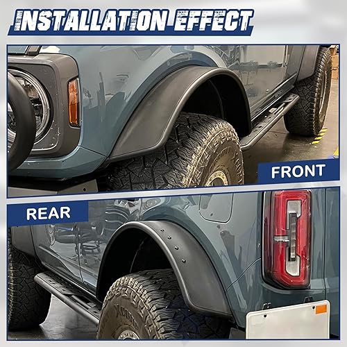 Miniatura 7 de Bronco Fender Flares - Juego de 4 guardabarros planos para Ford Bronco 2021 2022 2023 de 24 puertas, 4 piezas (no para Bronco Sport o Raptor)