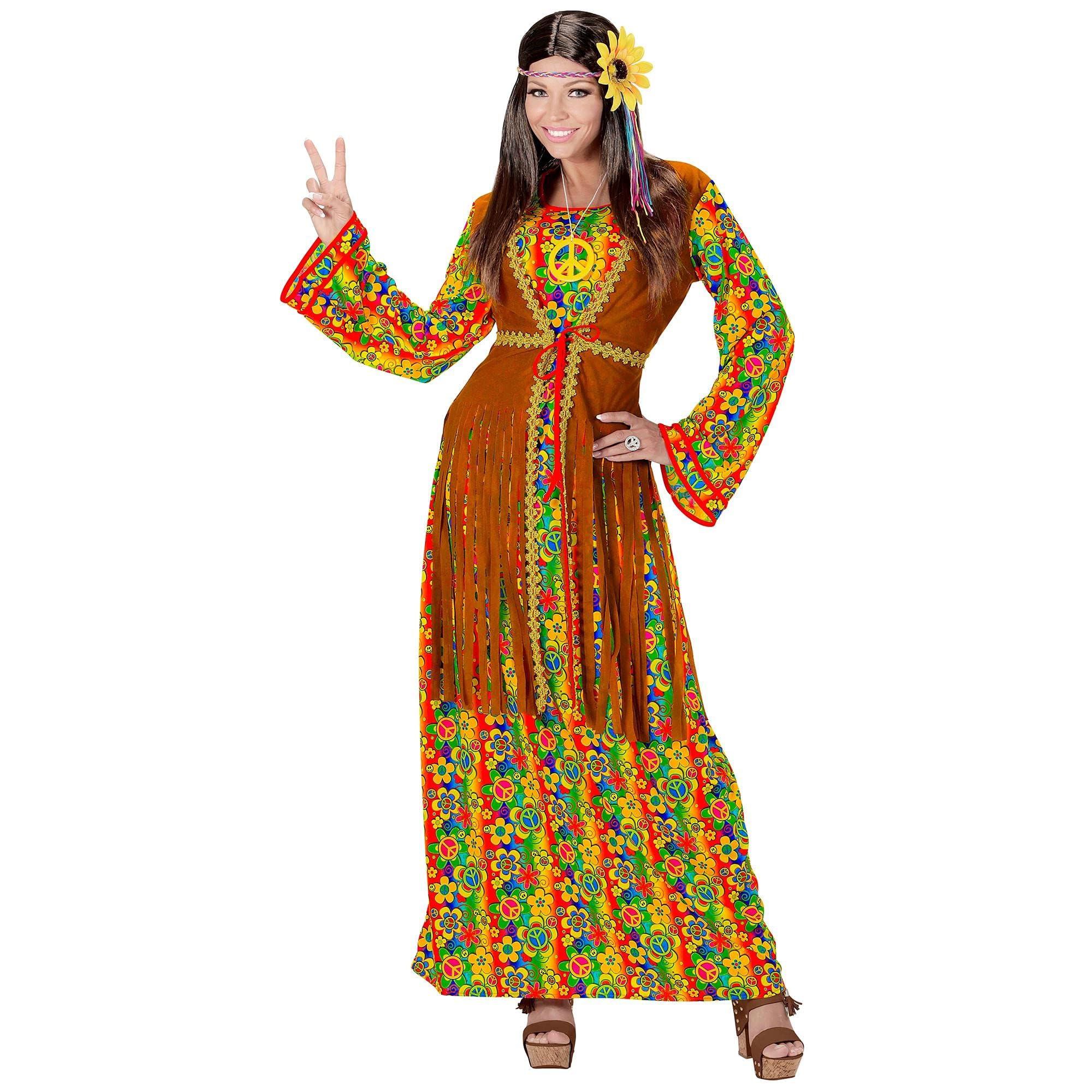 Widmann Milano Party Fashion - Disfraz Hippie Mujer, Vestido, Flower Power, Disfraces