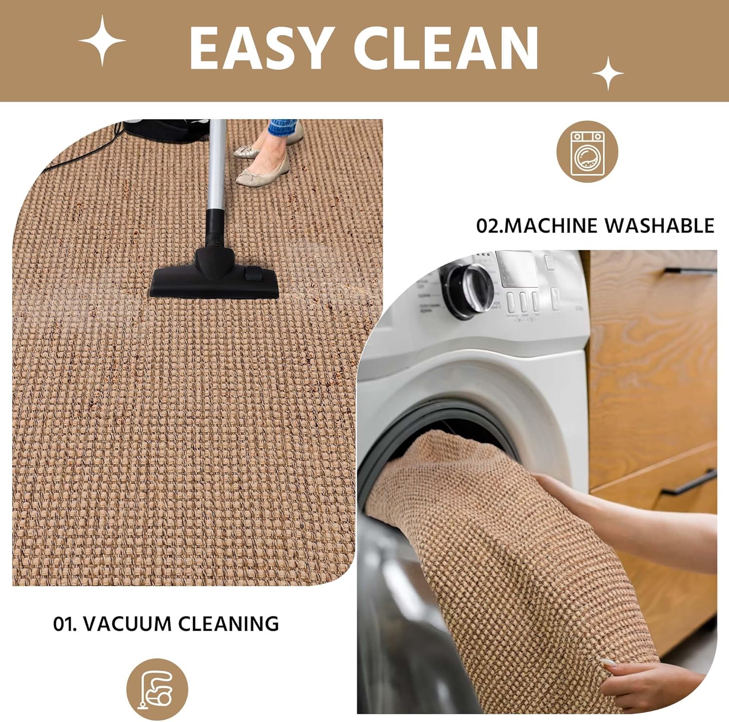 Kitchen Runner Rugs Non Slip Washable, 4x6 ft Kitchen Mats for Floor, Woven Cotton Soft Area Rugs for Entryway, Kitchen Sink, Bedroom, Laundry Room
