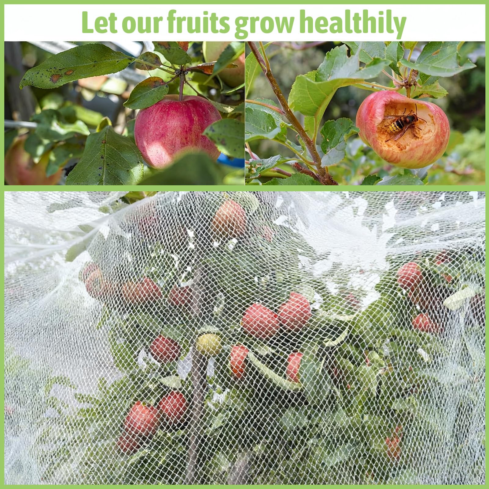 Red ProteccióN De Frutas Y Verduras,Malla Antigranizo para Huerto,Huerto Malla Antipajaros,Duradero,Adecuado para Diferentes Estaciones De Crecimiento