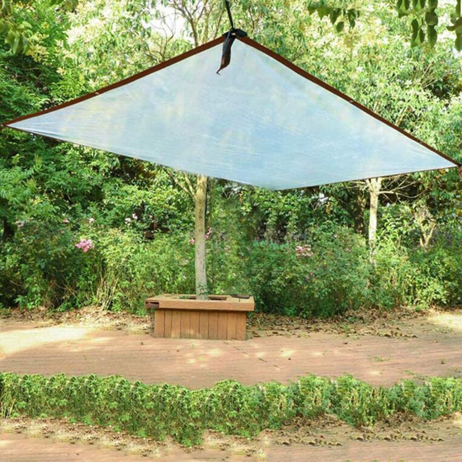Wytrzymała wodoodporna plandeka do ogrodu, baldachimu, balkonu, na łódź, na zewnątrz, zima, ochrona roślin, przezroczysta plandeka (5 x 8 m)