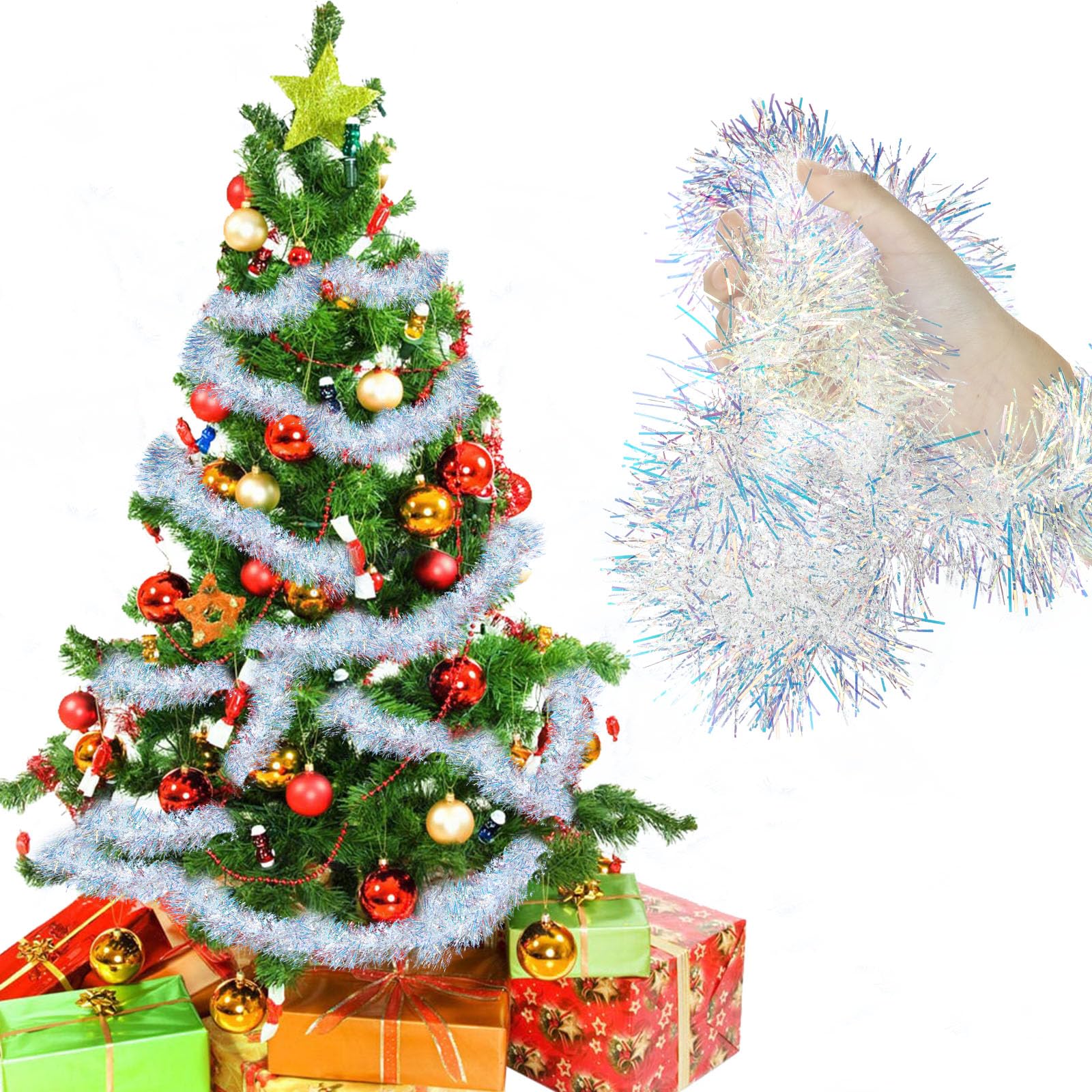 Iridescent Tinsel Garland Kaemingk Christmas Tinsel Iridescent