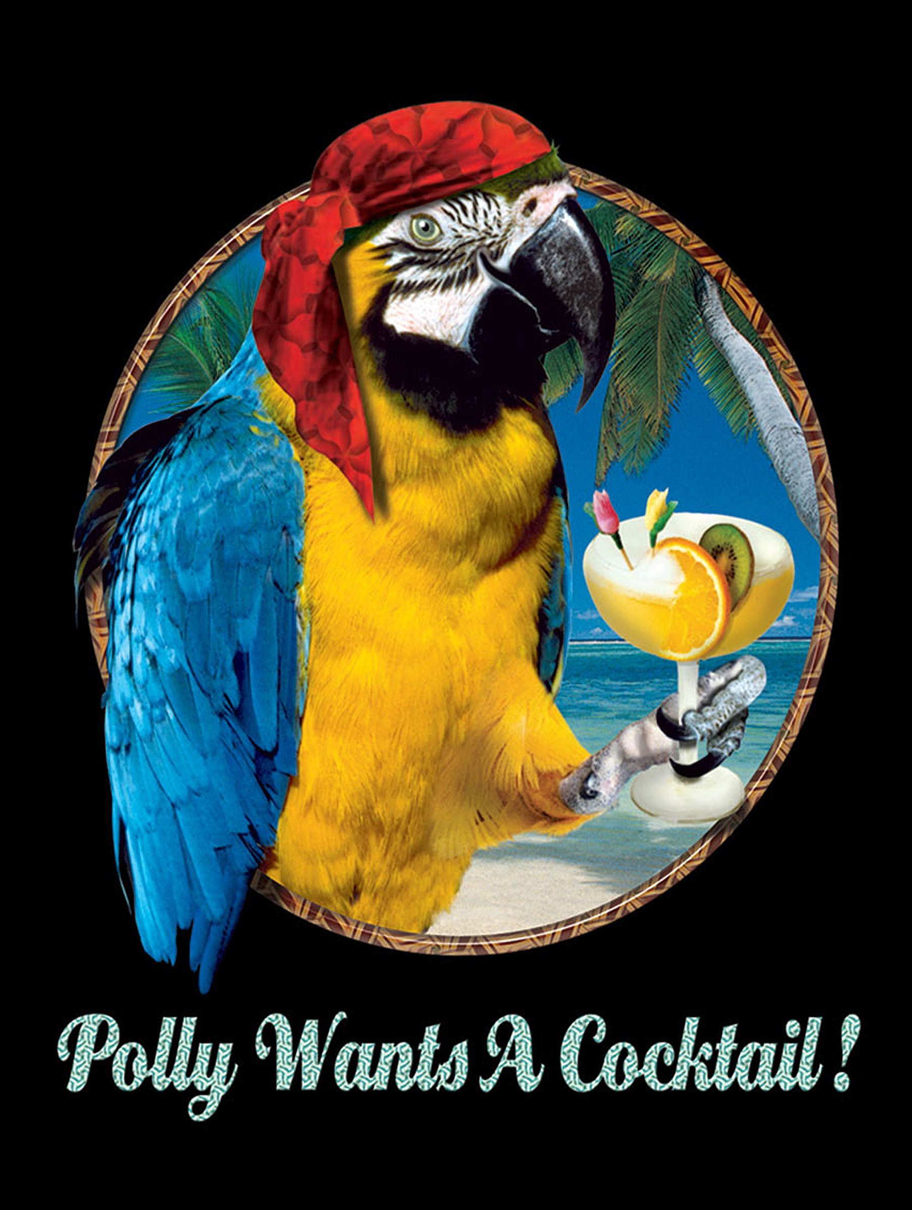 Shawprint POLLY WANTS A COCKTAIL, Retro Metal Fridge Magnet, 100mm x 75mm