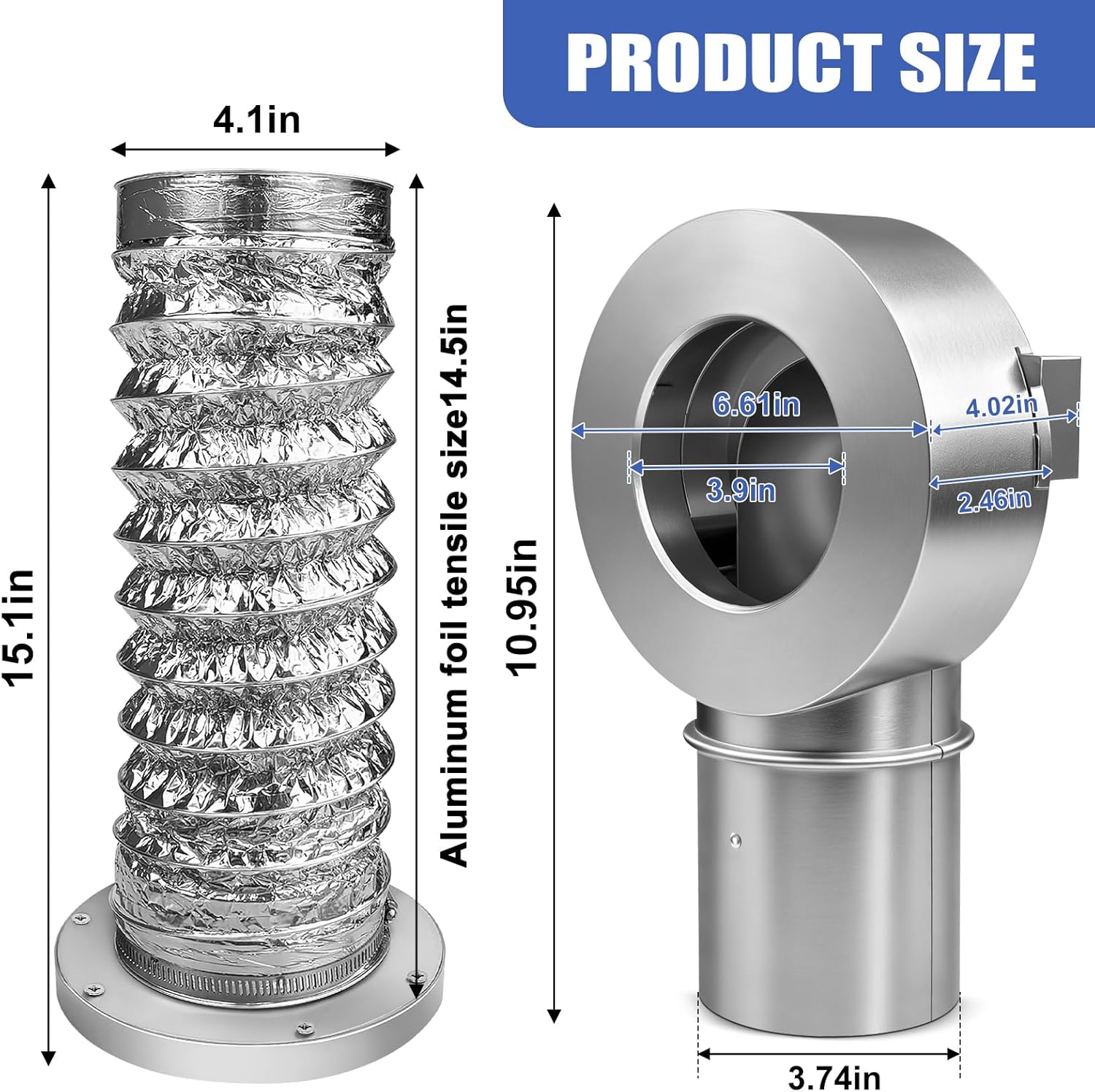 Magnetic Dryer Vent Coupler,Dryer Vent Coupling 90-Degree Elbow,Magnetic Dryer Vent Connector Kit Strong Magnetic Self-connection - Image 2