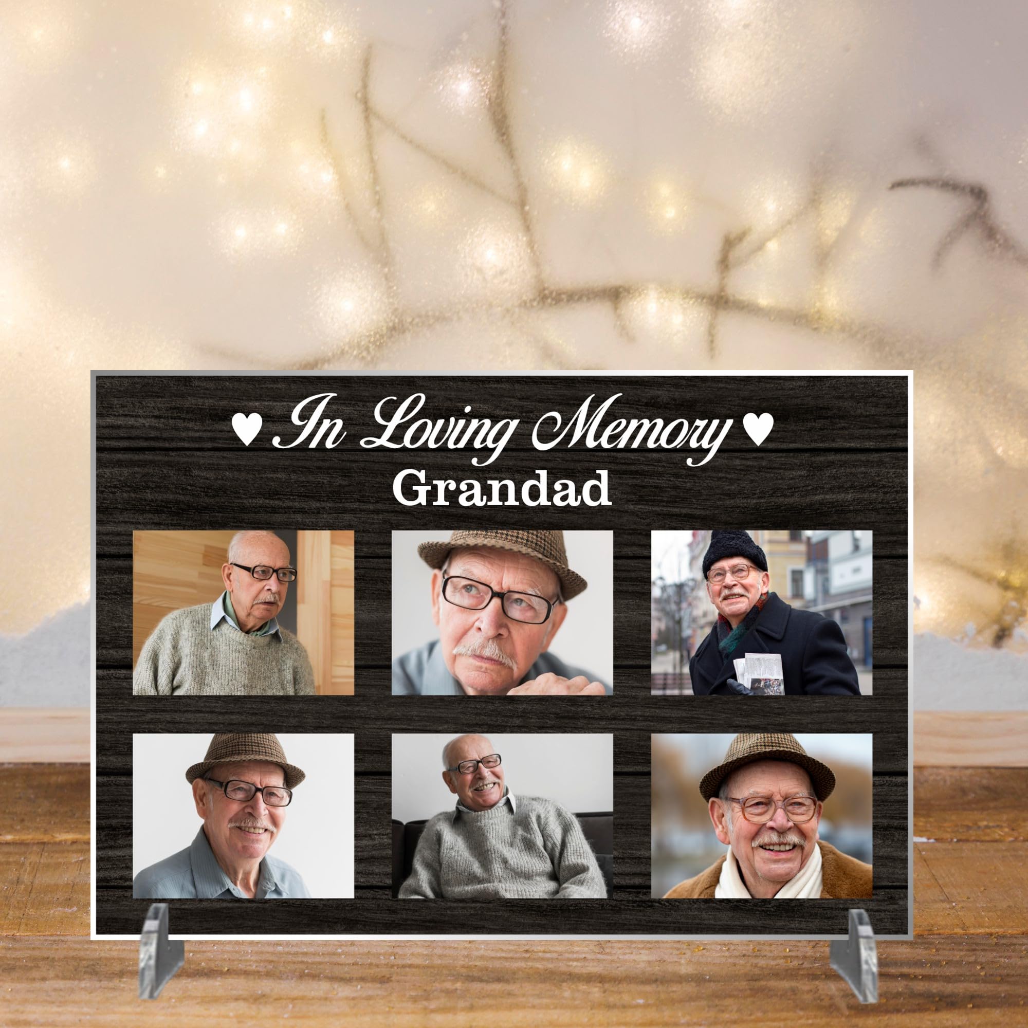 Pixie's Gifts Personalised In Loving Memory Photo Plaque on Stand - Custom Memorial Gift for Grandad and Grandma - Available in 4 Designs, 3mm MDF and Acrylic (Black, Acrylic A5 21cm x 15cm)