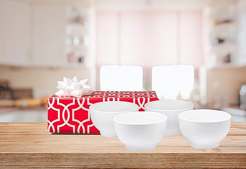 Miniatura 4 de Bruntmor Juego de 4 cuencos de cerámica para postres de 20 onzas, color blanco, cuencos de porcelana de 20 onzas para helado, aperitivos, postres,