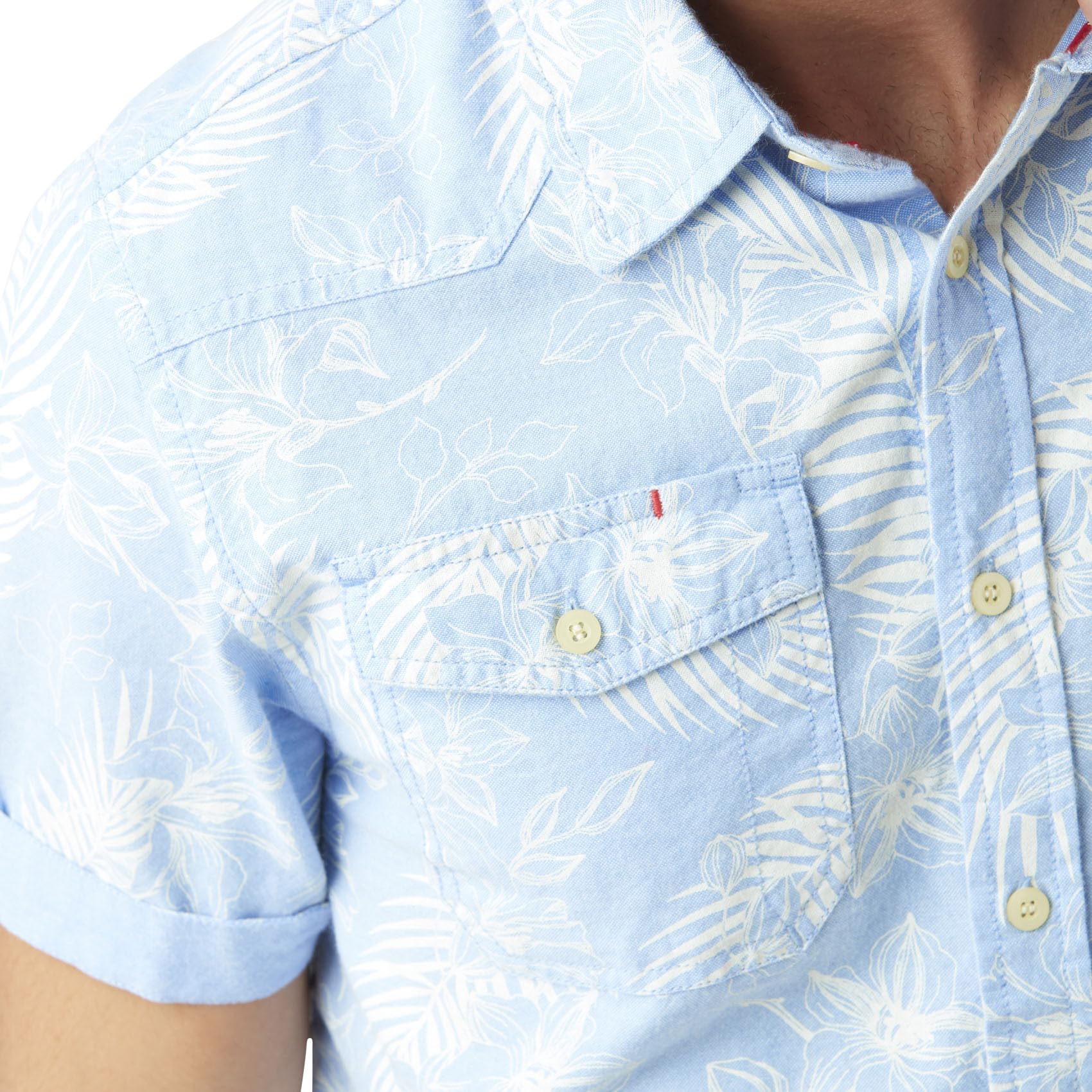 Chemise Homme Manches Courtes, 100% Coton avec Poches, Regular Fit