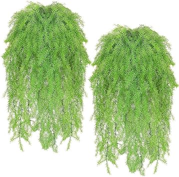 SzJias 4 Pcs السرخس الاصطناعي شنقا النباتات الخضرة الكروم وهمية شنقا اللبلاب الكرمة مصنع البلاستيك للديكور في الهواء الطلق