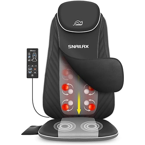 Snailax Back Massager with Soothing Heat, Upgraded Electric Deep Tissue Kneading Full Body Massage Chair for Back Pain, Home, Office Use, Gifts for Men, Women