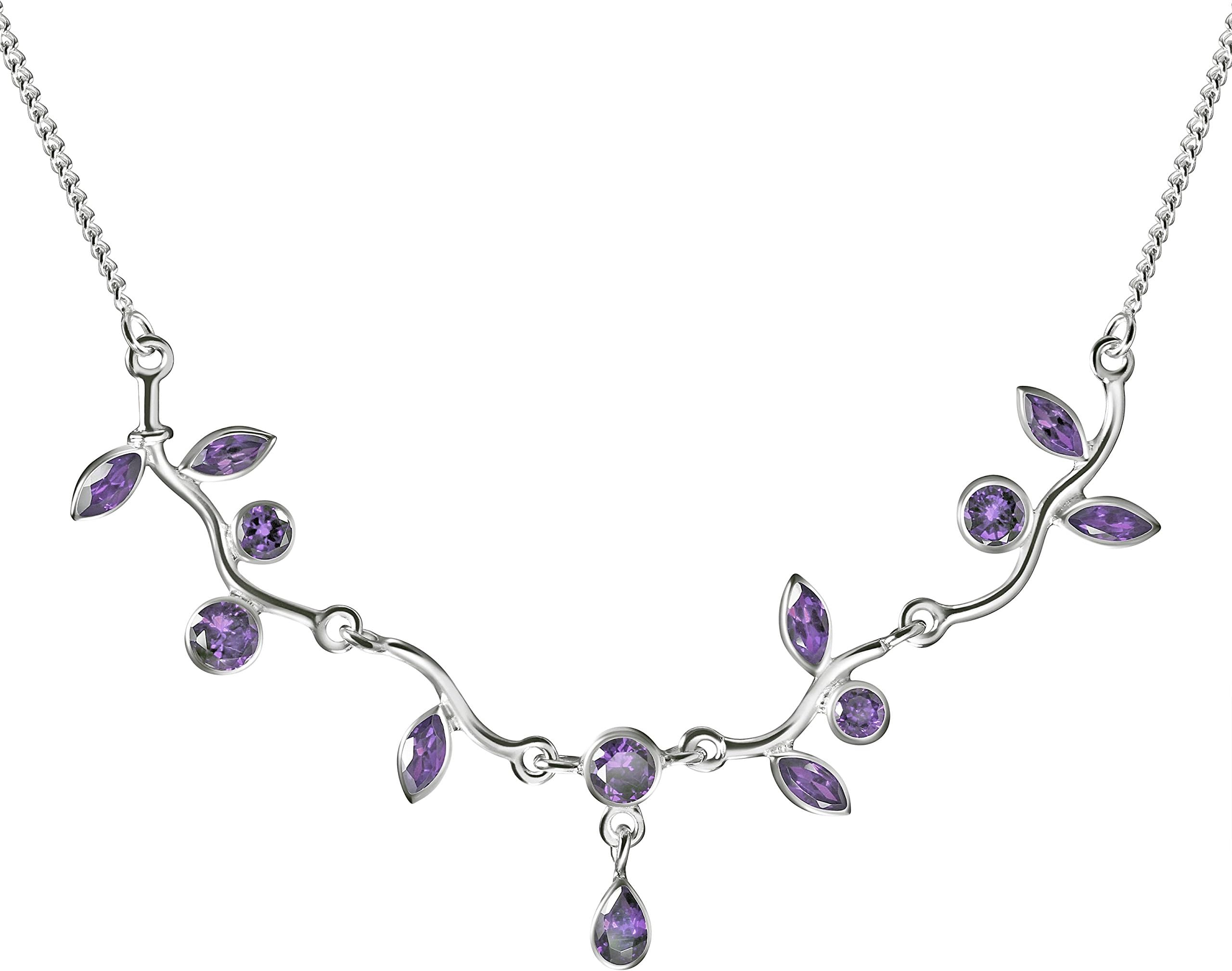 Franki Baker Pretty Delicate Amethyst Gemstone and 925 Sterling Silver Chain Leaf Necklace.