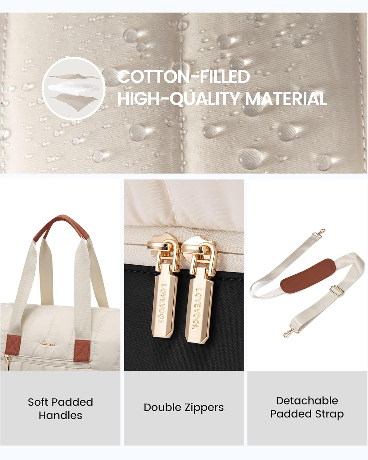 LOVEVOOK Puffer Travel Duffle Bag, Weekender Bags For Women with Shoe Compartment, Carry On Duffel Bags,Hospital Bag for Labor and Delivery - Image 8