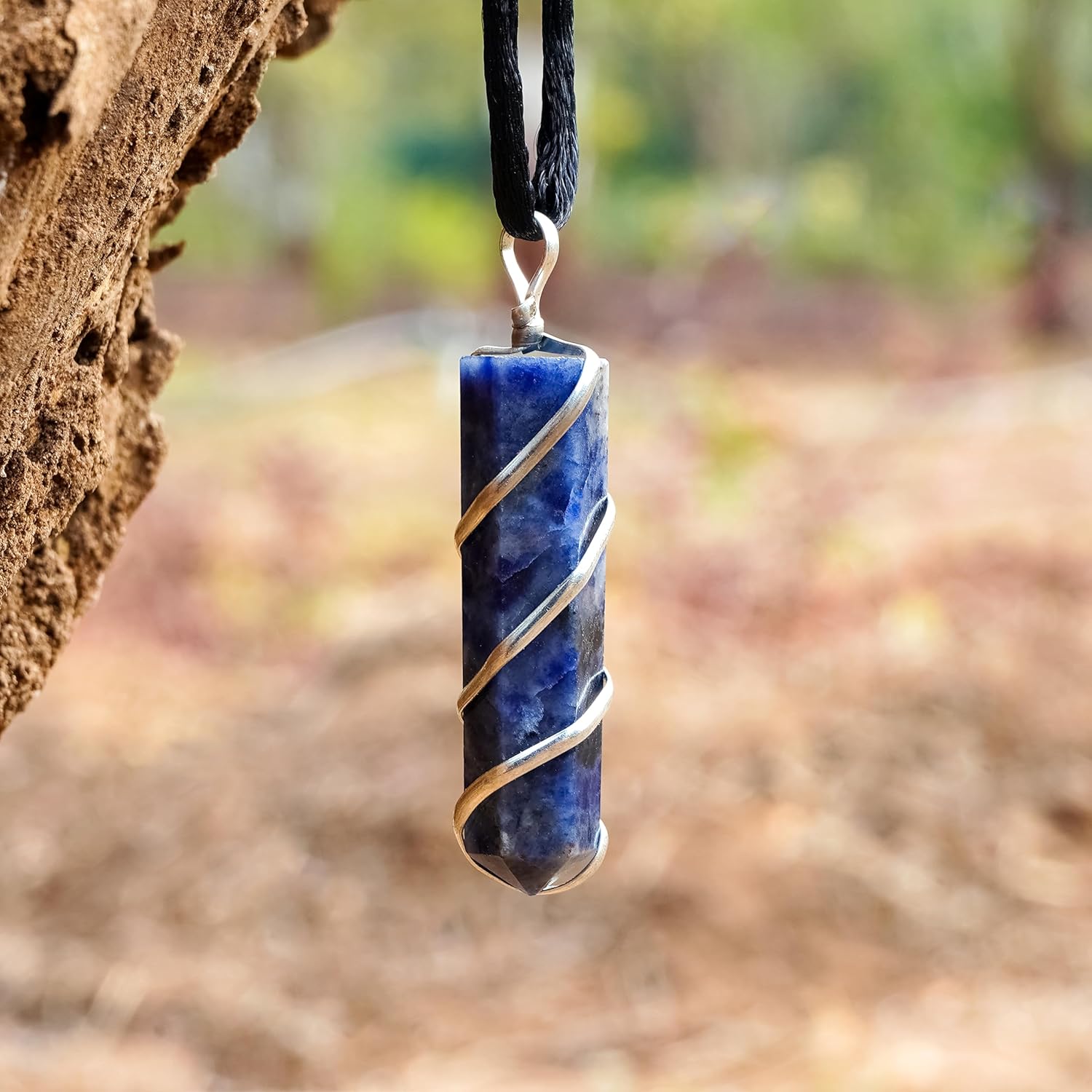 Natural Sodalite Crystal Healing Necklace - for Third Eye Chakra. Promotes Communication, Deepens Meditation, Instills Drive for Truth. Calms Anxiety, Enhances Self-Acceptance. with Stylish SS Chain - Image 7