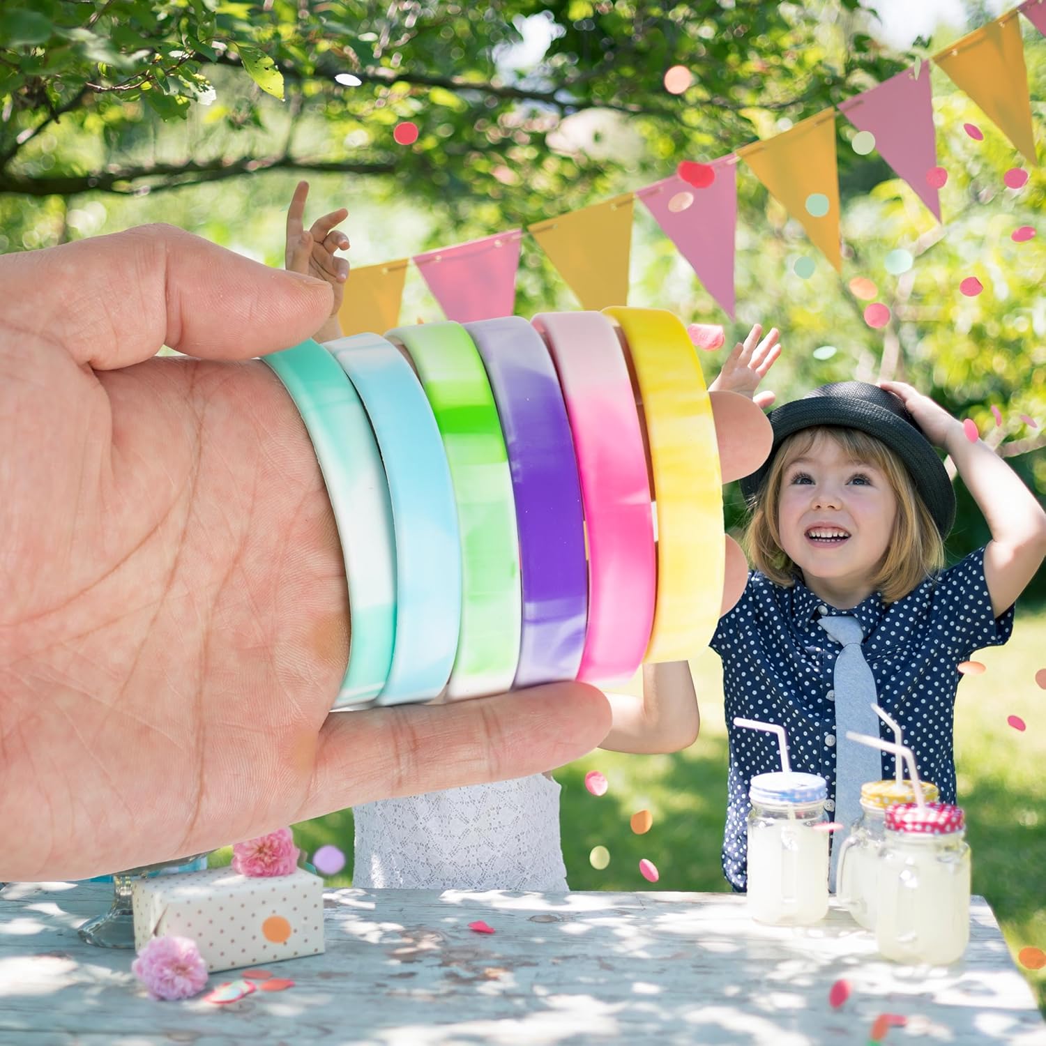 単色のミックスカラーの夜光シリコンリストバンド