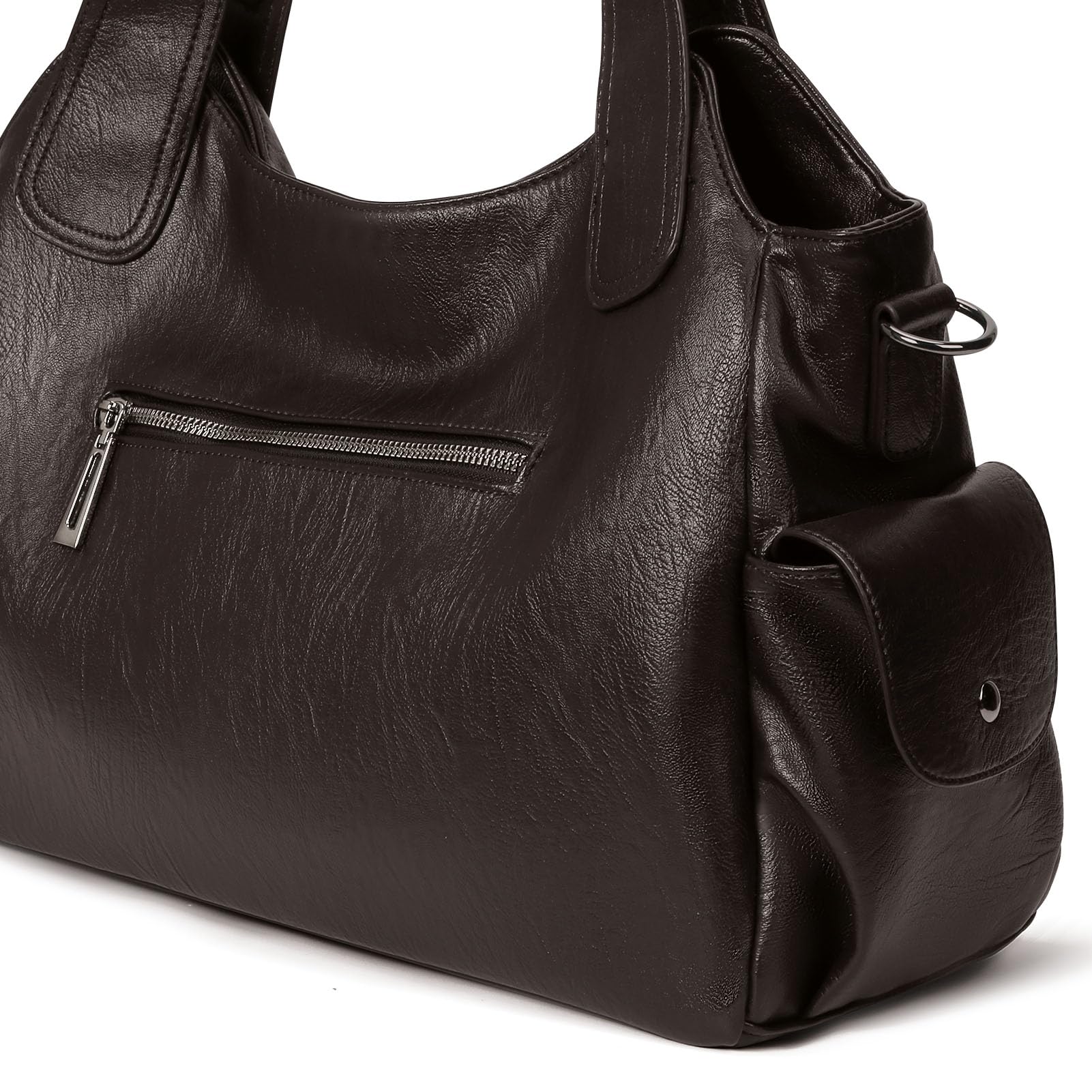 GSenhui Bolso de mano vintage para mujer, bolso de ciudad, holgado, grande, de piel sintética, estilo punk, bolso de hombro para mujer, para viajes, negro, B3-café, 40x25x15 cm