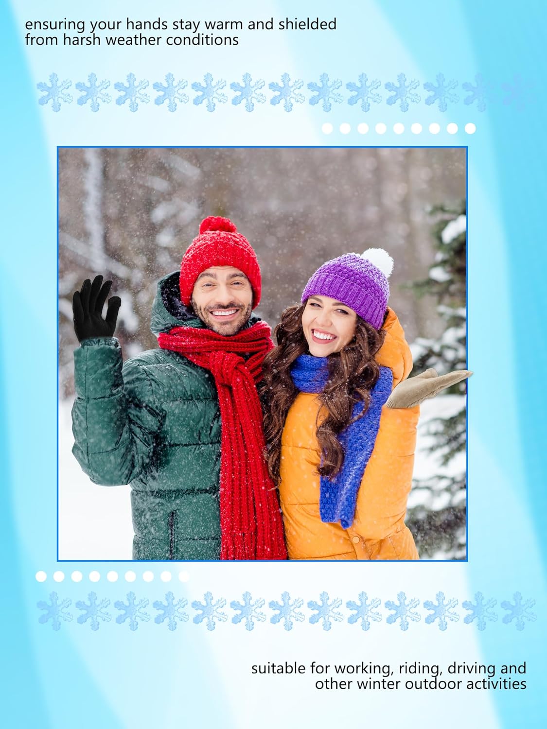 4 Pairs Men Womens Winter Gloves Touch Screen Glove Elastic Knit Gloves Thermal Lining Warm Glove for Cold Weather - Image 6