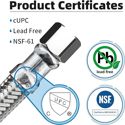 Miniatura 2 de TTFLEX - Línea de agua para refrigerador, manguera trenzada de acero inoxidable 304 para máquina de hielo con núcleo de PVC, accesorios de