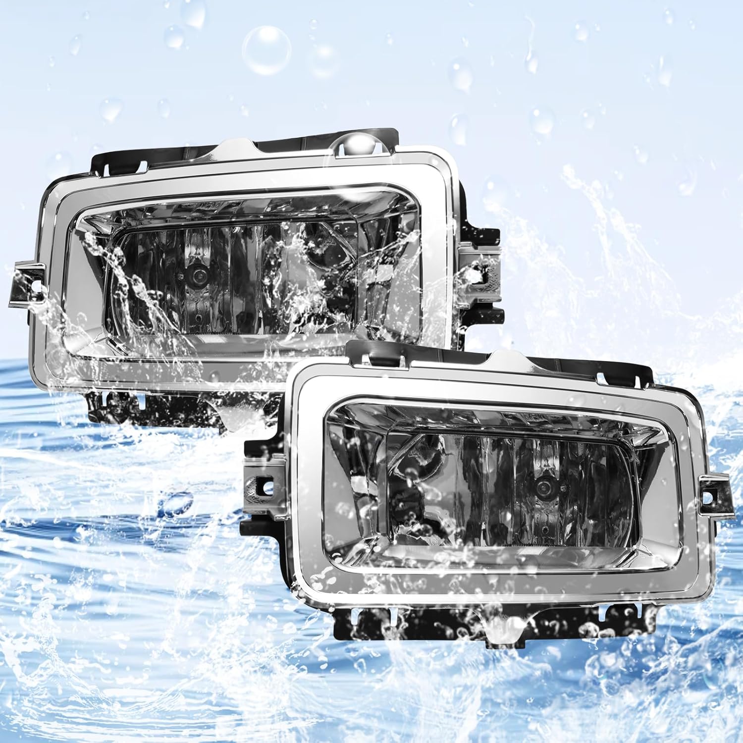 Fog Light Lamps W/Bulb&Fog Light Bezel Fit For Chevrolet Silverado 2013 2014 2015,Chrome OE Style Front Fog Light Lamp Bezel Cover Shell Left+Right