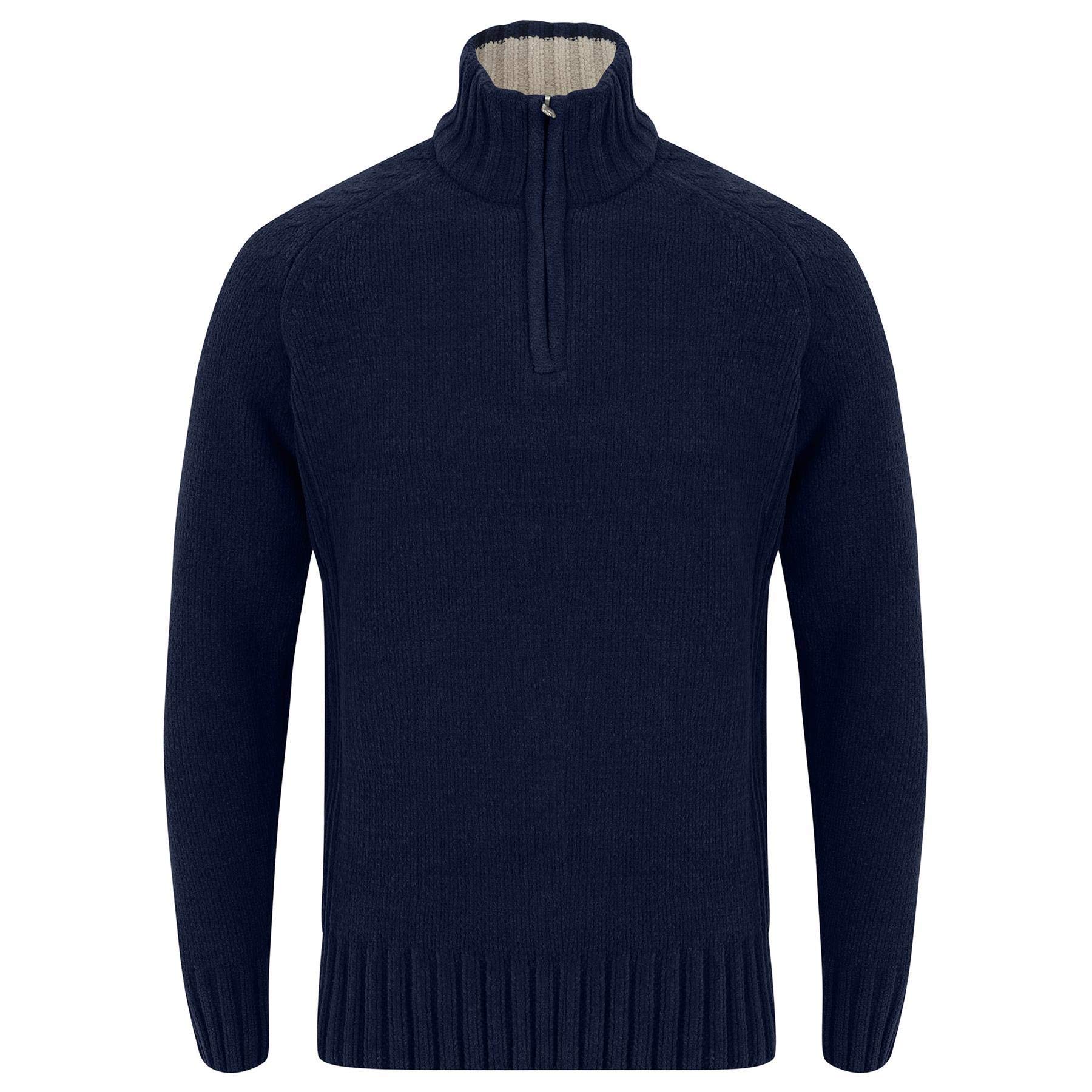 Kensington Eastside Mens Quarter Zip Funnel Neck Chenille Jumper Winter