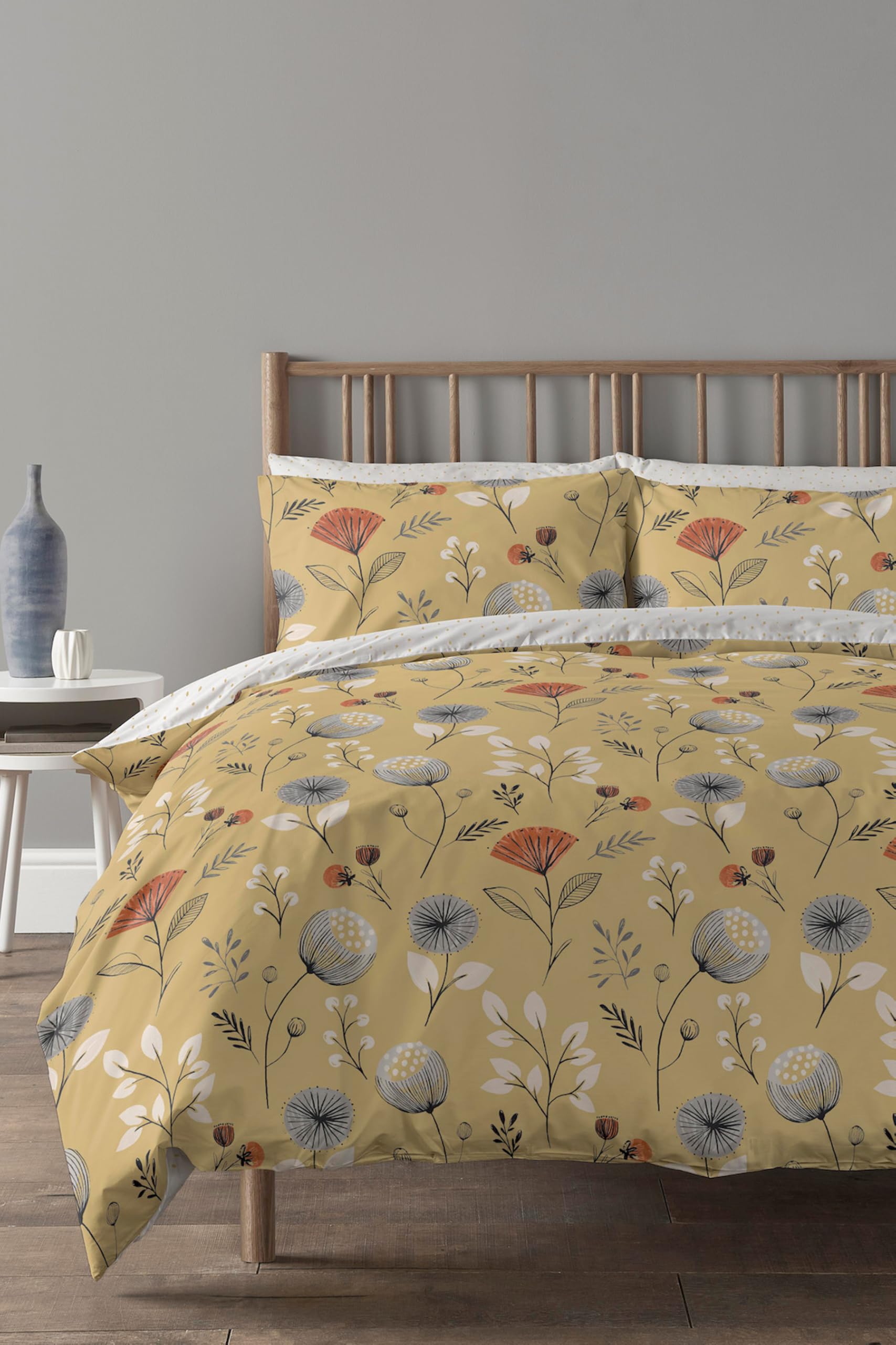 Copenhagen Home Olia Reversible Single Duvet Cover Set With PillowcasesOchre from B&Q
