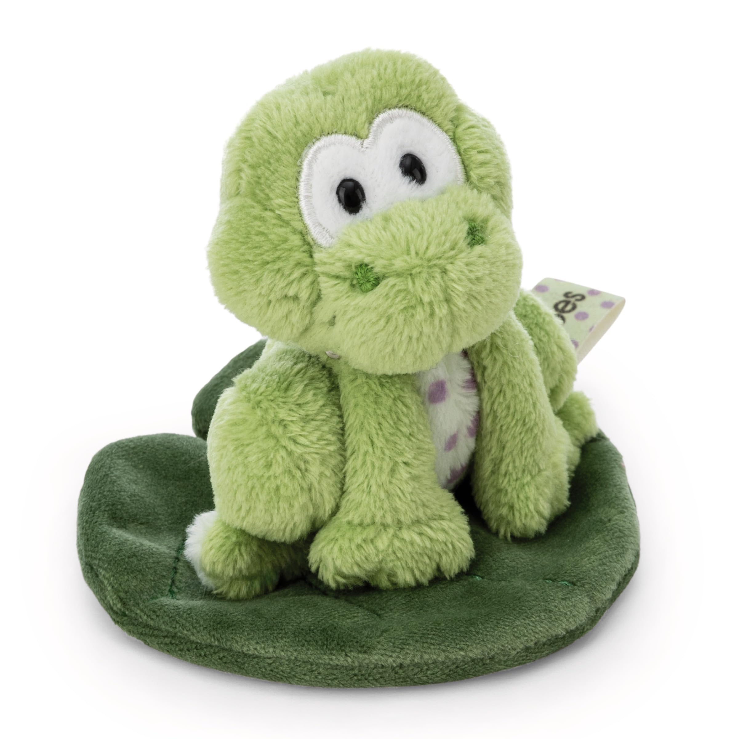 NICI 62281 Cuddly Toy, Fridolin Frog on a Leaf, 7 cm, Green, Soft Plush, Cute Stuffed Animal for Cuddling and Playing, Great Gift Idea for Children and Adults