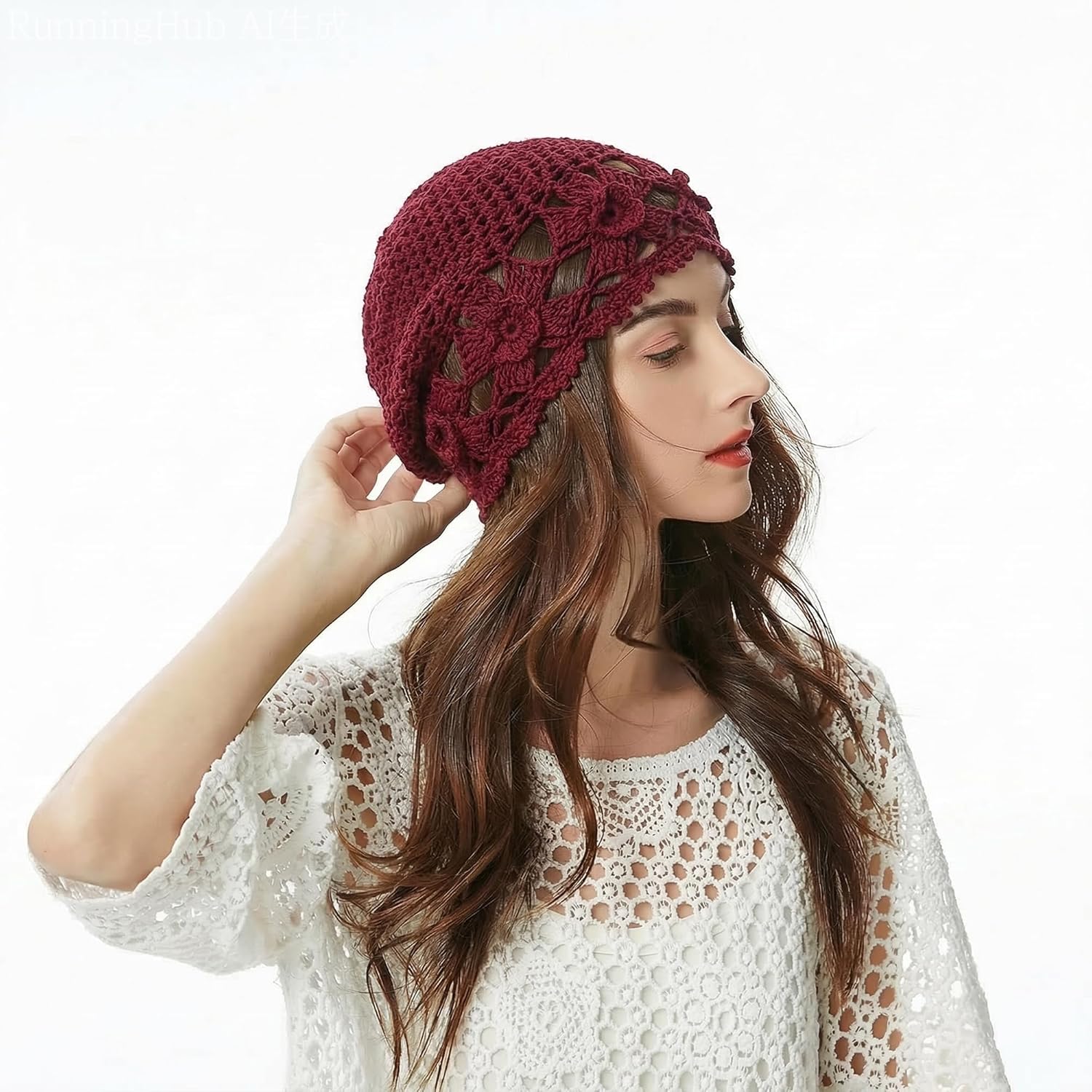 ZLYC Women Cotton Crochet Slouchy Beanie Hat Handmade Knit Summer Skull Cap