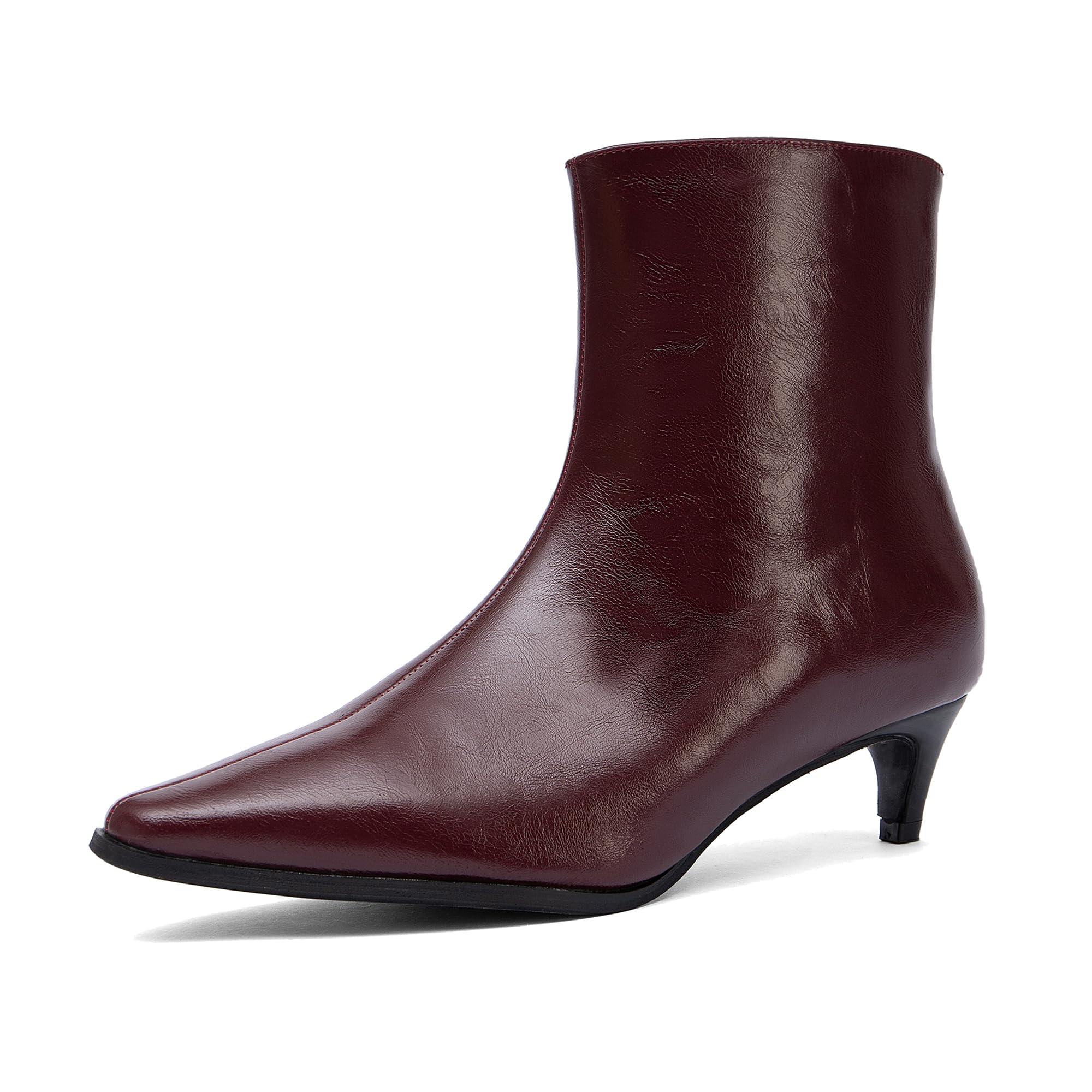NEWBELLA Womens Ankle Boots - British Minimalist Style Stiletto Heel Booties Premium Faux Leather Short Boots for Work