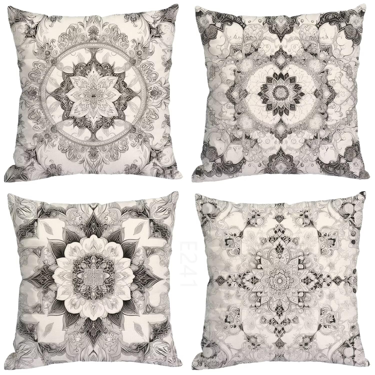 Pianura Federe Cuscini Divano 55x55cm,4 Pack Boemia Estate Esterno Cuscini per Divano,Doppio Lato Quadrato Morbido Cuscini Divano,per Divano Soggiorno Sedia Autunno Dekoration Cuscino,Regali LY-241