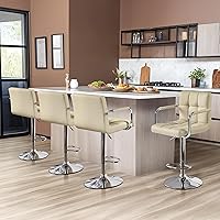 Vista 63 de Yaheetech - 4 taburetes de bar ajustables para mostrador de cocina, taburetes de bar/mostrador, silla de comedor giratoria hidráulica de piel Marrón