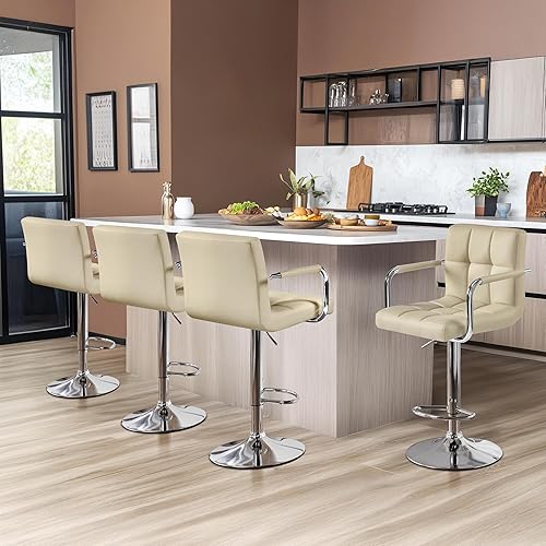 Miniatura 174 de Yaheetech Juego de 2 taburetes de bar ajustables de piel sintética, taburetes de mostrador modernos con respaldo y reposapiés, taburetes de bar