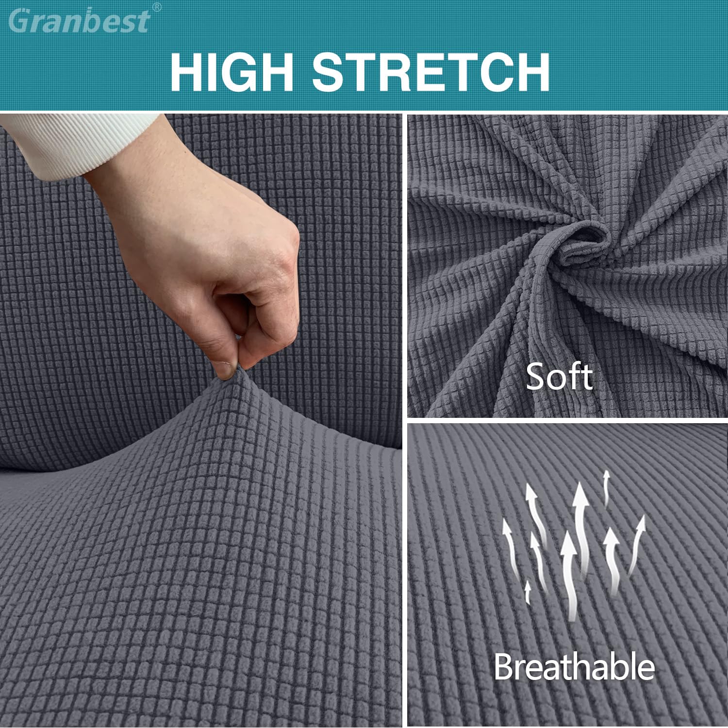 Granbest Granbest High Stretch Dining Chair Slipcovers, Universal Fit Jacquard Parson Dining Chair Covers, Removable Chair Protectors for Dining Room, Kitchen, Restaurant and Hotel (Set of 4, Grey) in use