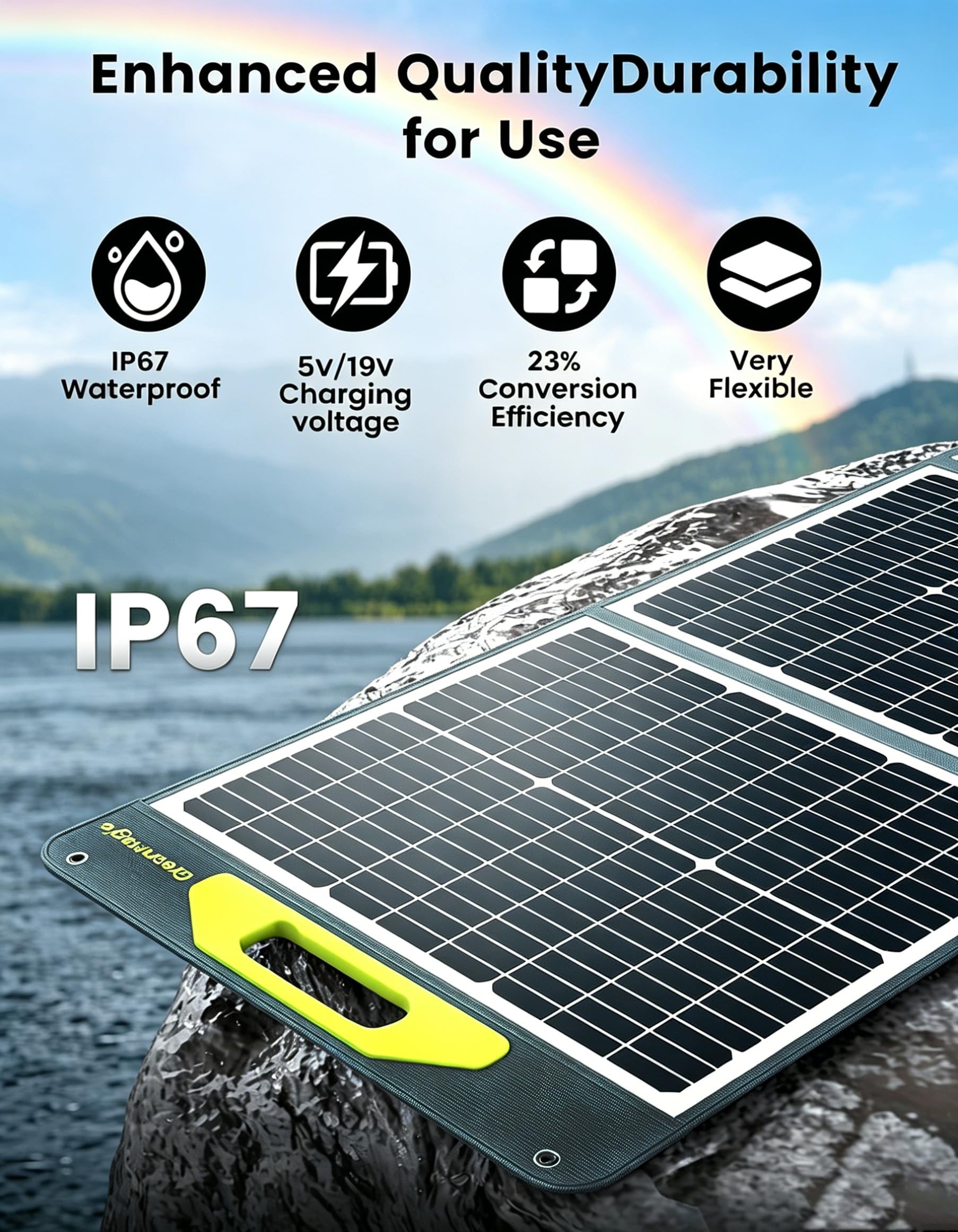 Greenmagic Pannello solare portatile da 200 Watt, 23,5% ad alta efficienza 200 W pieghevole caricatore pannello solare IP67 impermeabile kit w/DC XT60 MC4 Anderson uscita per casa fattoria campeggio