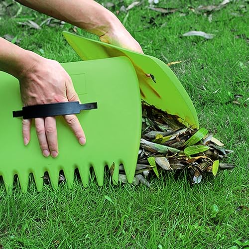 Miniatura 6 de kingsea Rastrillos de mano para hojas de jardín, garras de césped con asas ajustables, agarradores de hojas de plástico para recoger hojas, recortes