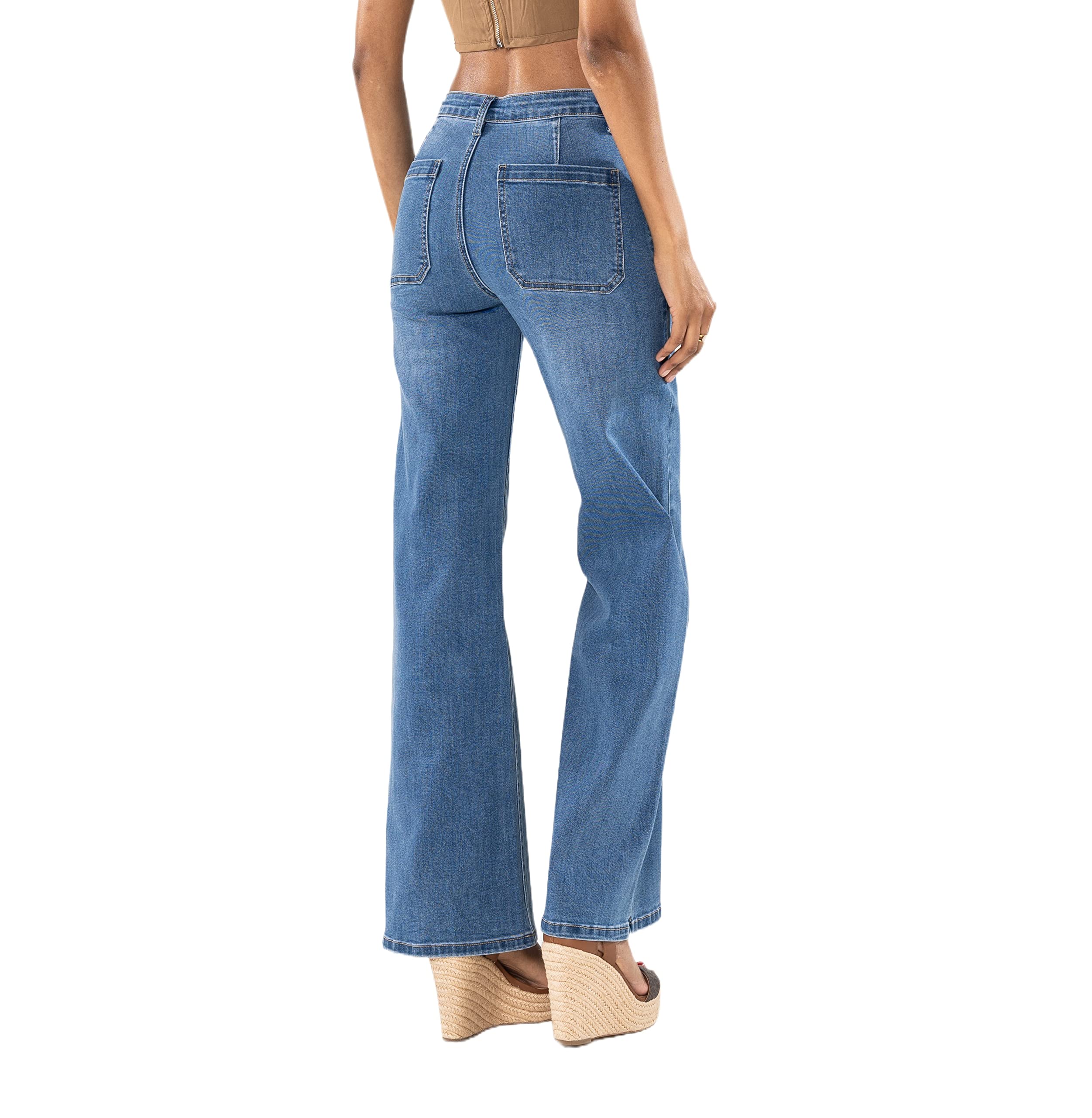 Nina Carter P195 Jean évasé Bootcut taille haute pour femme