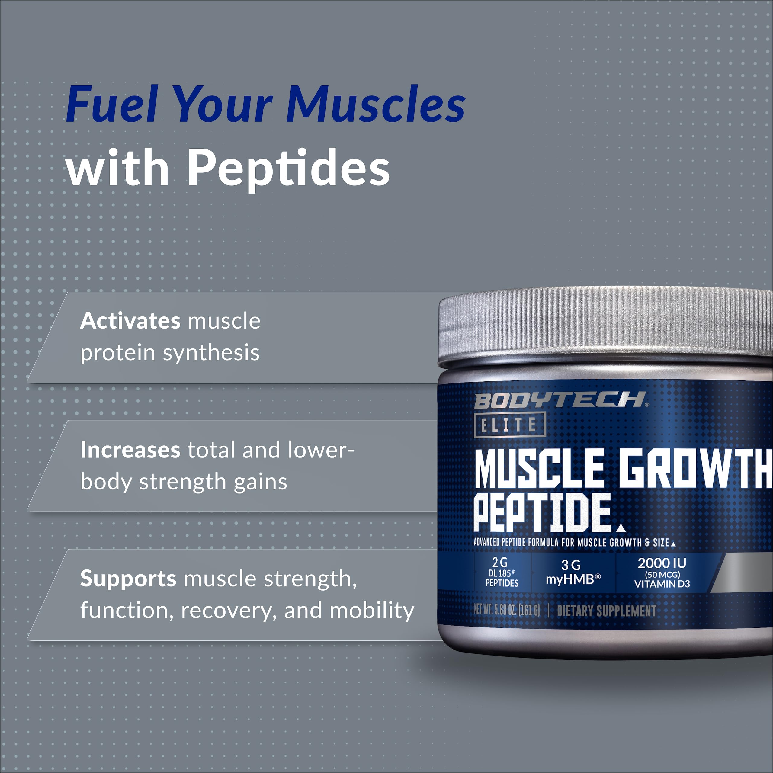 Muscle Growth Peptide Powder with DL 185 Peptides (Dileucine) and myHMB, Unflavored (30 Servings) — Amazon image 4