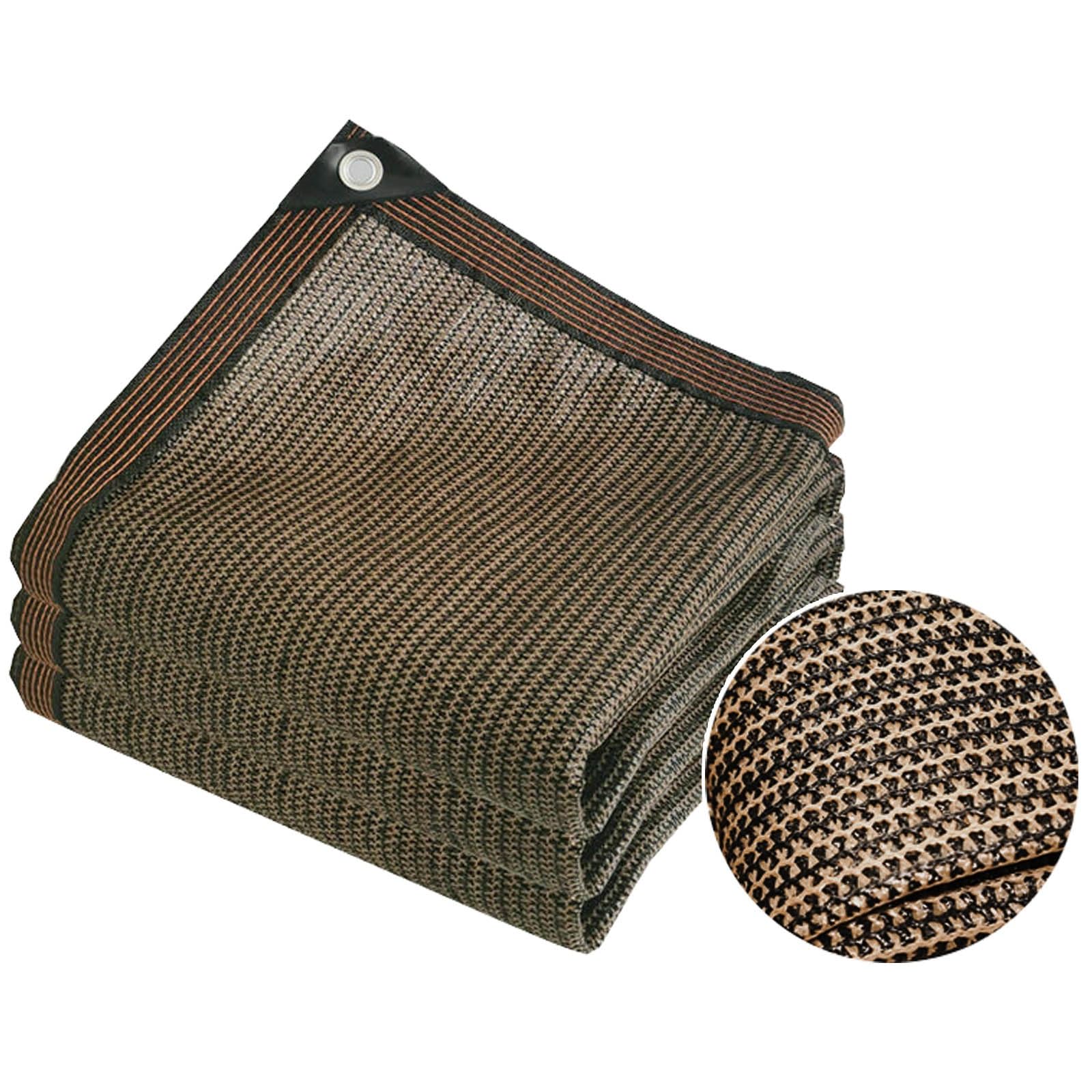 GJZQDKX UV Protection Shade Cloth with Grommets 90% Sun Block for Plants Fencing & Balconies (Brown 7x10m) - Durable Outdoor Canopy Cover